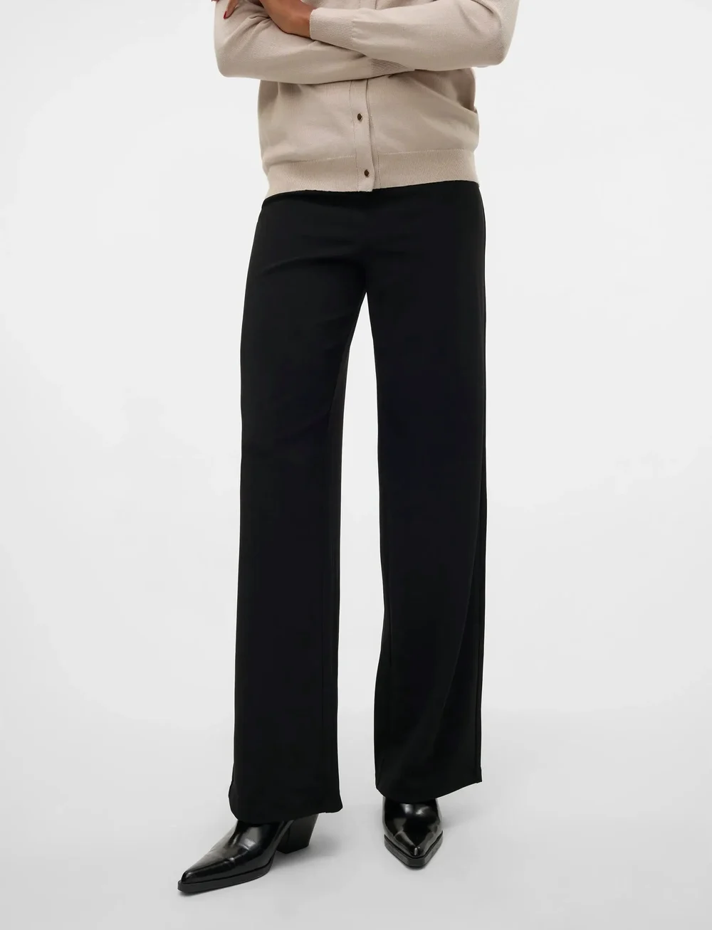 Vero Moda - VMBERLIN ZAMIRA MW WIDE PANT NOOS - bukser med brede ben - black - 4