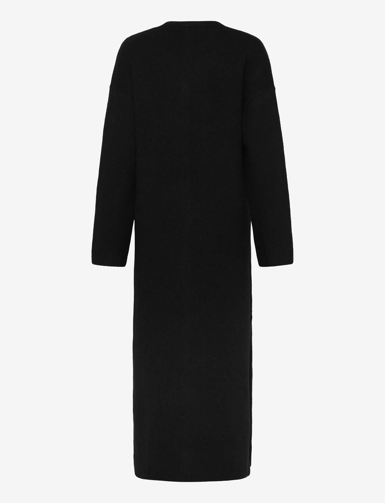 Vero Moda - AWNINNA LS V-NECK 7/8 KNIT DRESS - strikkjoler - black - 1