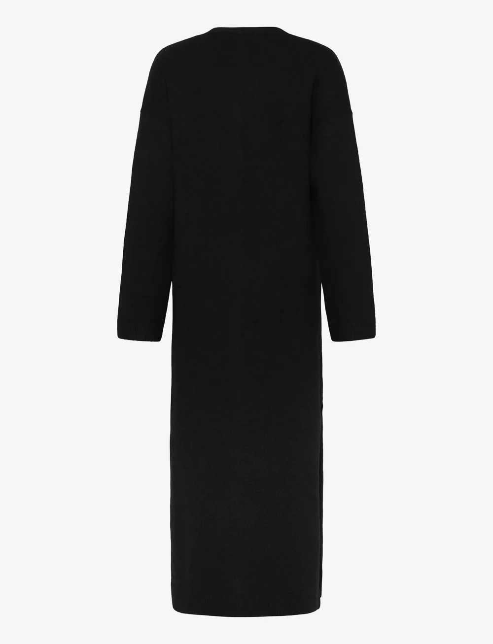 Vero Moda - AWNINNA LS V-NECK 7/8 KNIT DRESS - knitted dresses - black - 1
