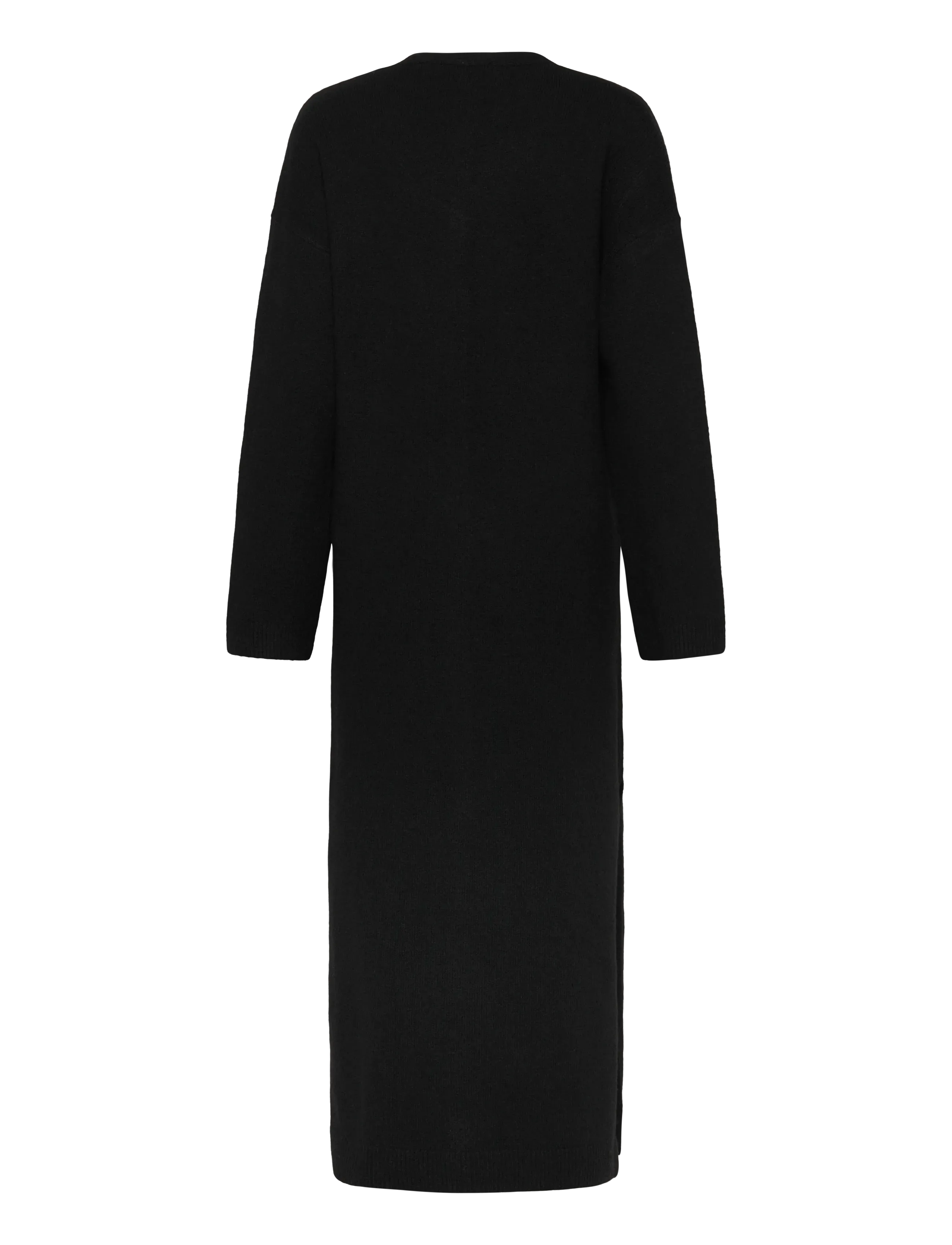 Vero Moda - AWNINNA LS V-NECK 7/8 KNIT DRESS - knitted dresses - black - 2
