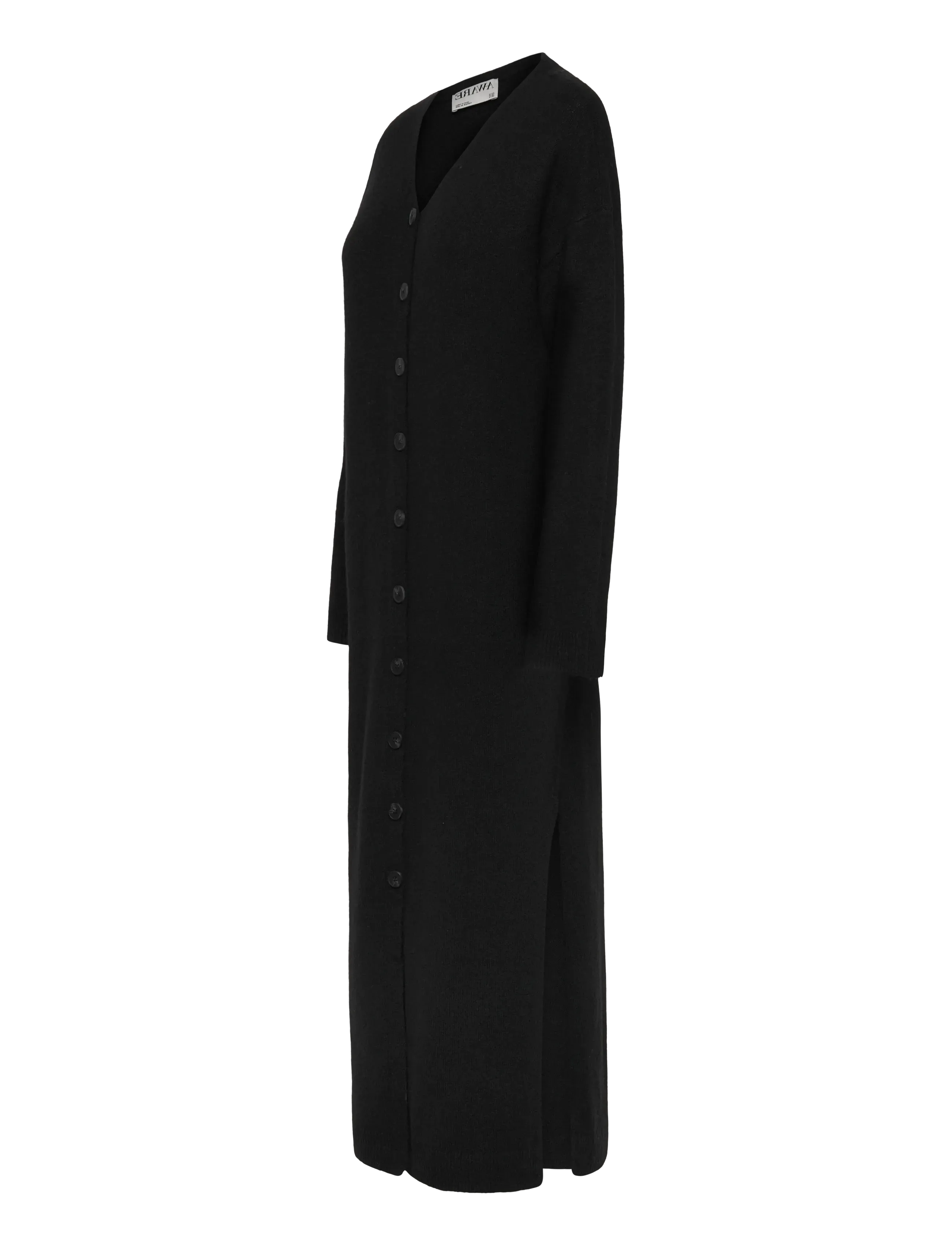 Vero Moda - AWNINNA LS V-NECK 7/8 KNIT DRESS - knitted dresses - black - 3