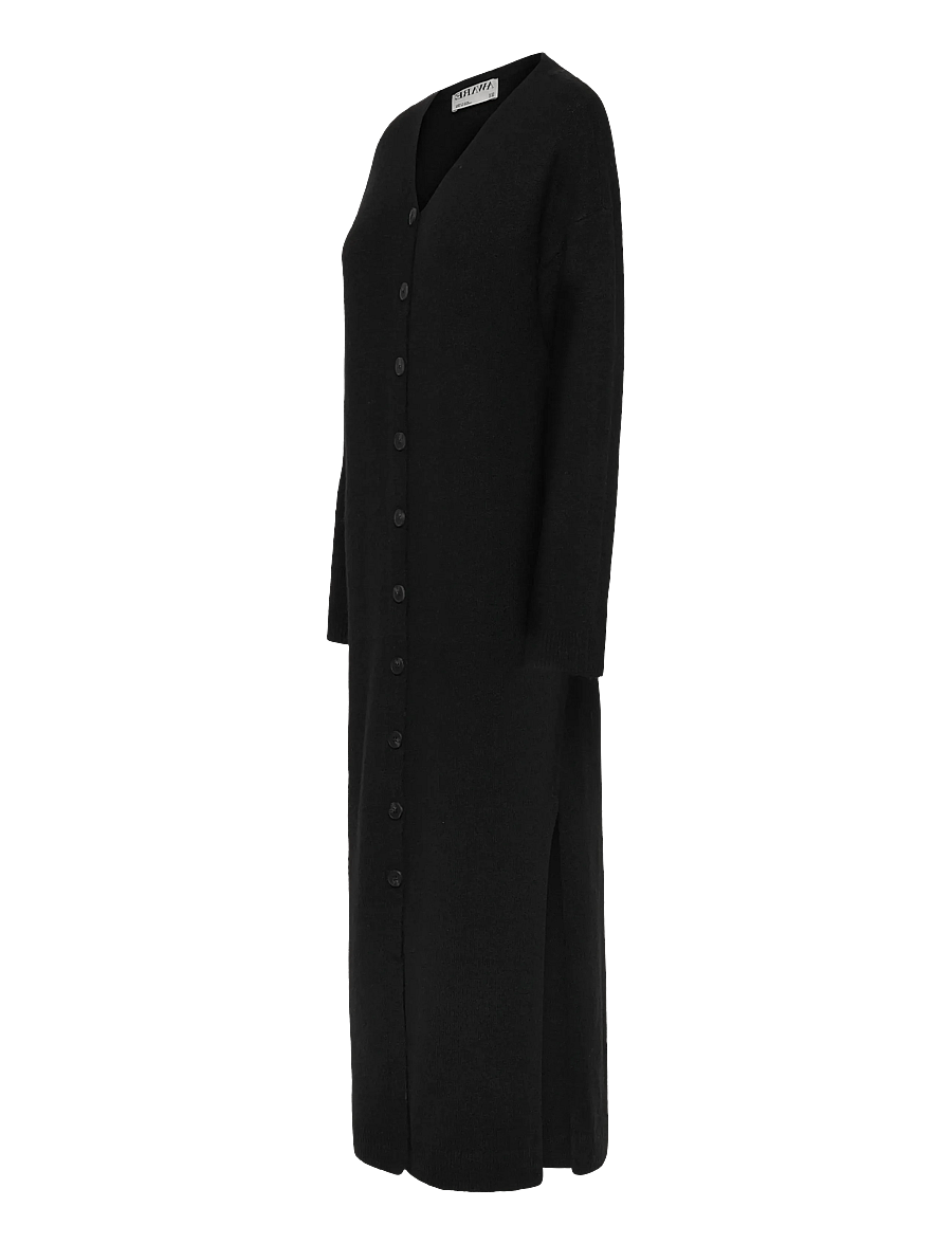 Vero Moda - AWNINNA LS V-NECK 7/8 KNIT DRESS - knitted dresses - black - 3