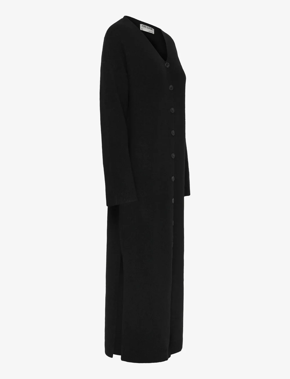 Vero Moda - AWNINNA LS V-NECK 7/8 KNIT DRESS - knitted dresses - black - 3