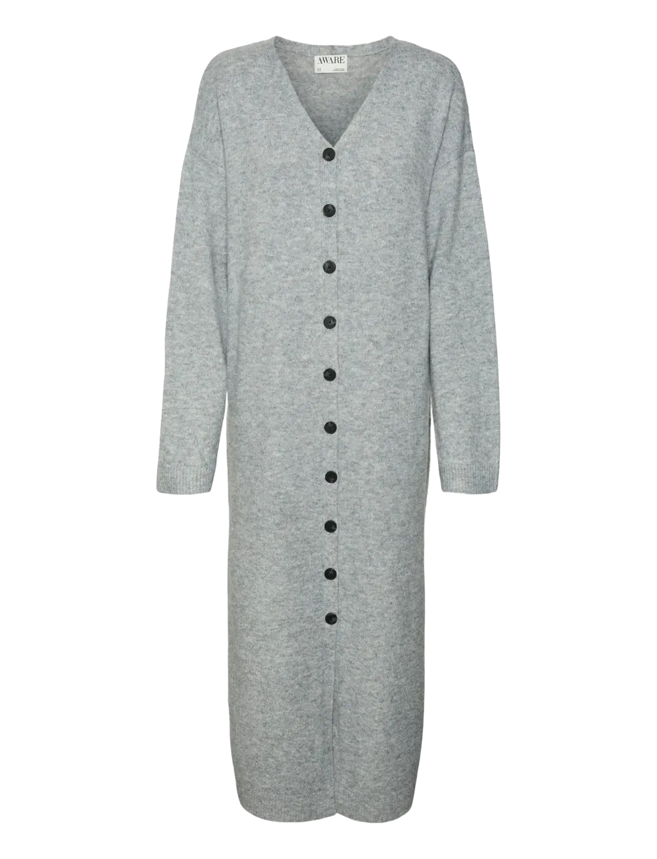 Vero Moda AWNINNA LS V-NECK 7/8 KNIT DRESS - Vero Moda - DARK GREY MELANGE / grey