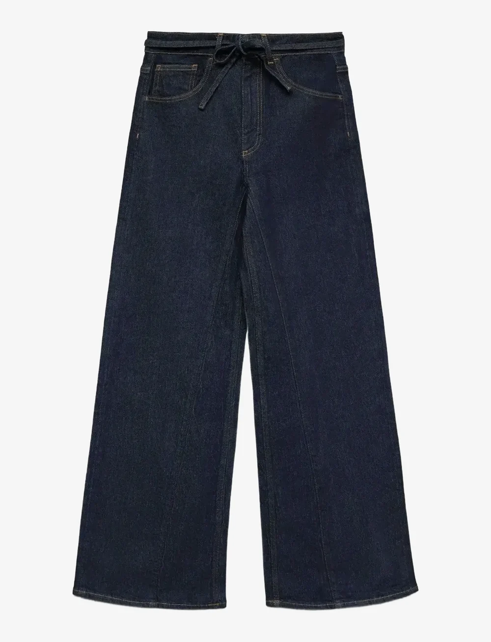 Vero Moda - AWMADDIE HR BELT WIDE JEANS RA392 - hosen mit weitem bein - dark blue denim - 1