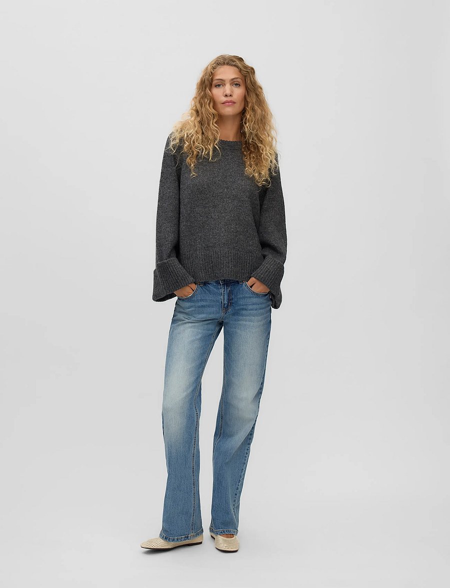 Vero Moda - AWNOVAH LS O-NECK KNIT PULLOVER NOOS - pullover - dark grey melange - 0