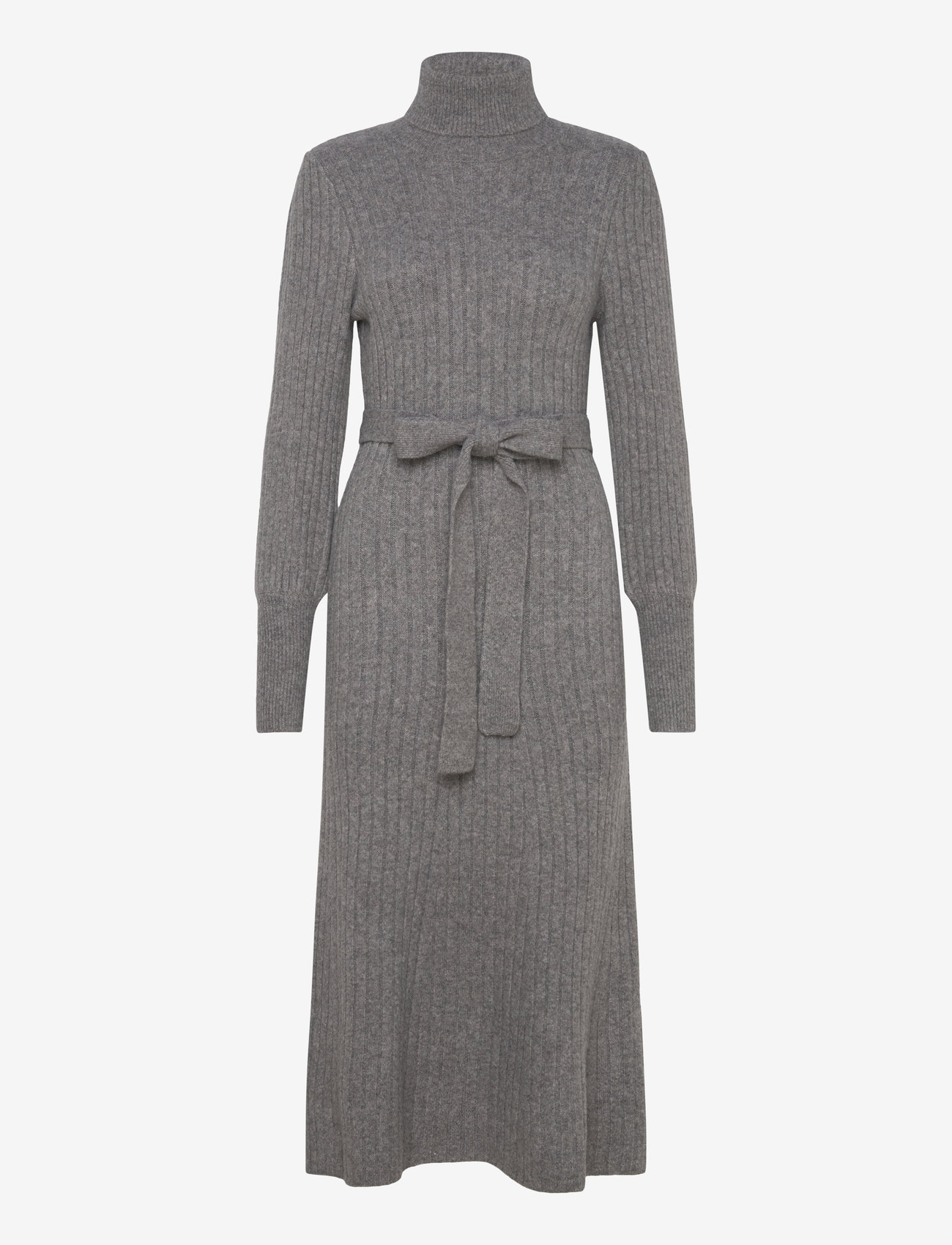 Vero Moda - VMAURELIA LS ROLLNECK 7/8 KNIT DRESS VMA - knitted dresses - medium grey melange - 1