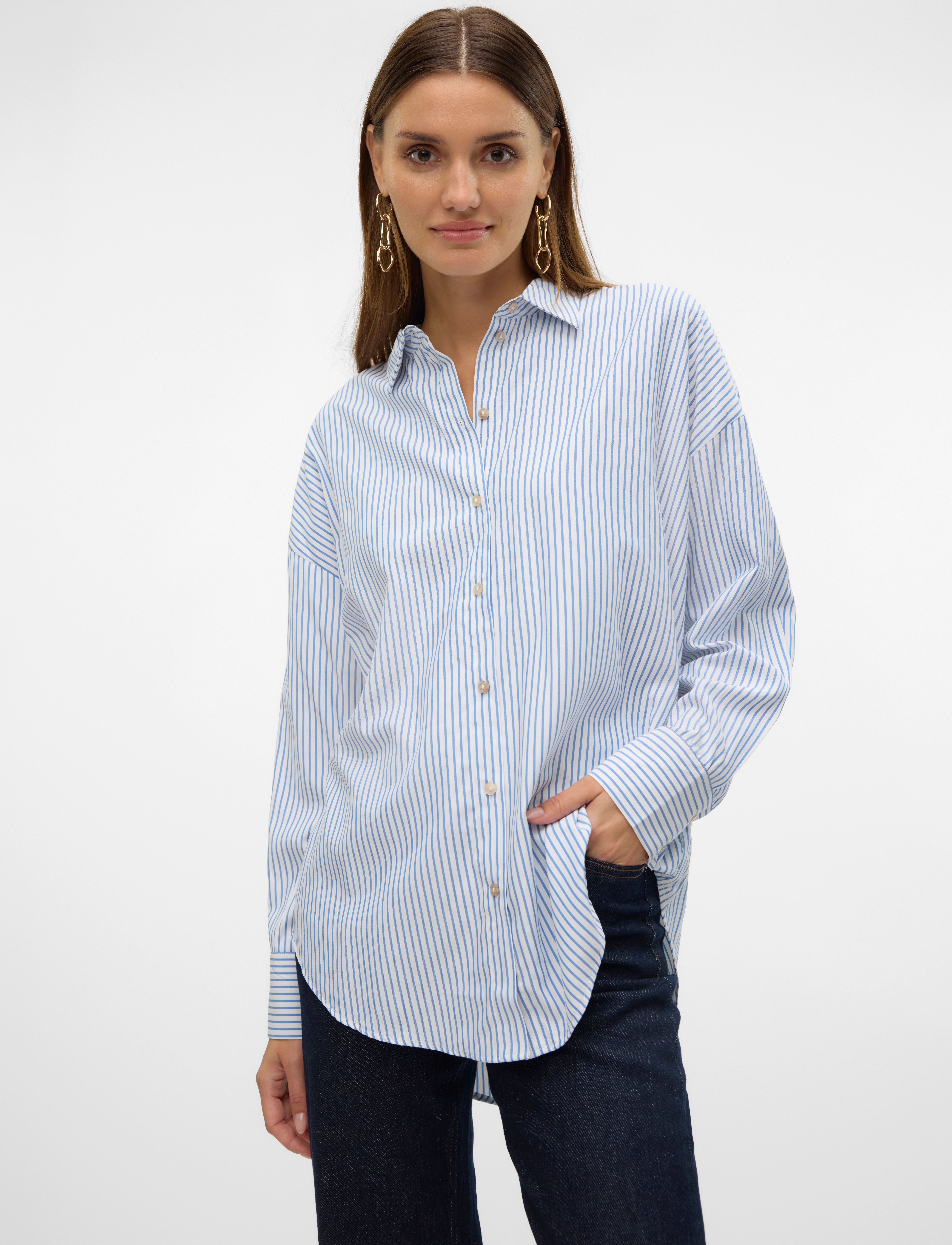 Vero Moda - VMNORA LS OVERSIZE SHIRT WVN GA NOOS - bright white - 3