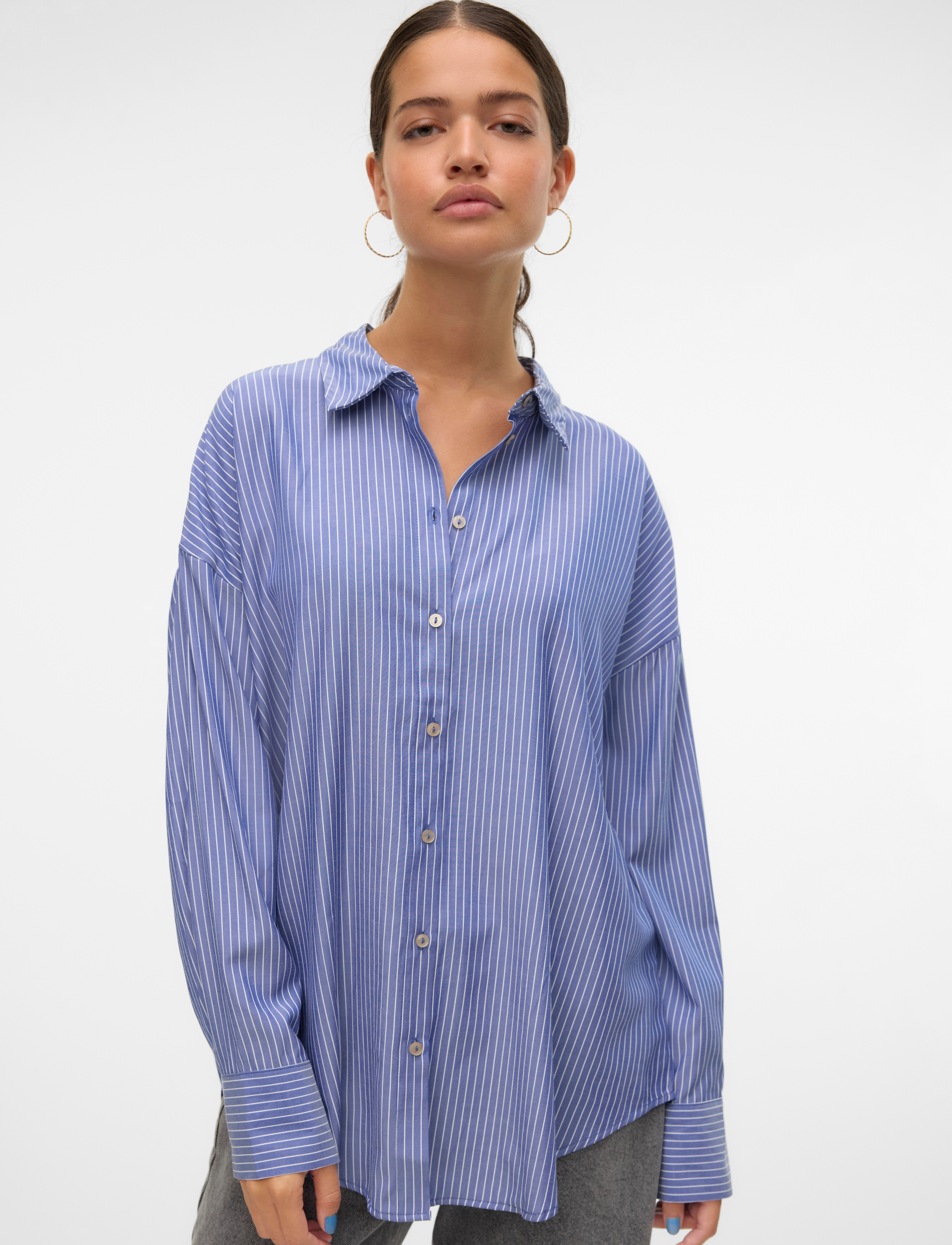 Vero Moda - VMNORA LS OVERSIZE SHIRT WVN GA NOOS - marlin - 5