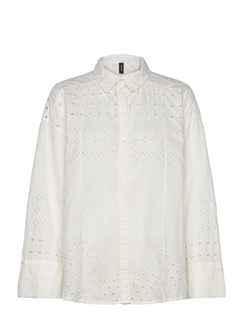 Vero Moda - VMGIGI LS OVERSIZED SHIRT WVN GA - langärmlige hemden - snow white - 0