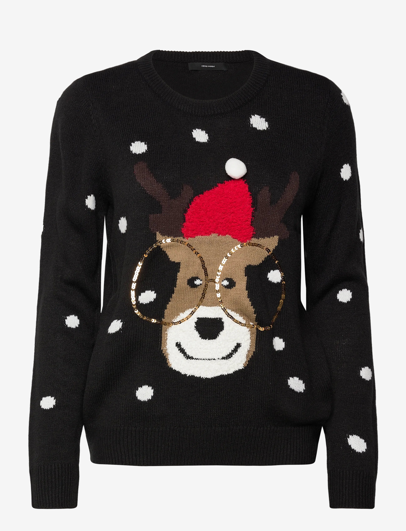 Vero Moda - VMTINSEL LS O-NECK BLOUSE XMAS REP2 - stickade tröjor - black - 0