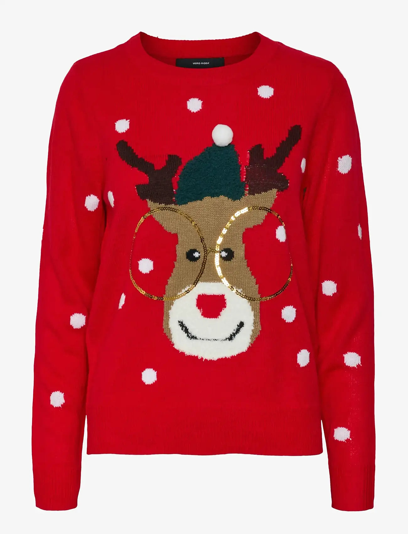 Vero Moda - VMTINSEL LS O-NECK BLOUSE XMAS REP2 - jumpers - chinese red - 1