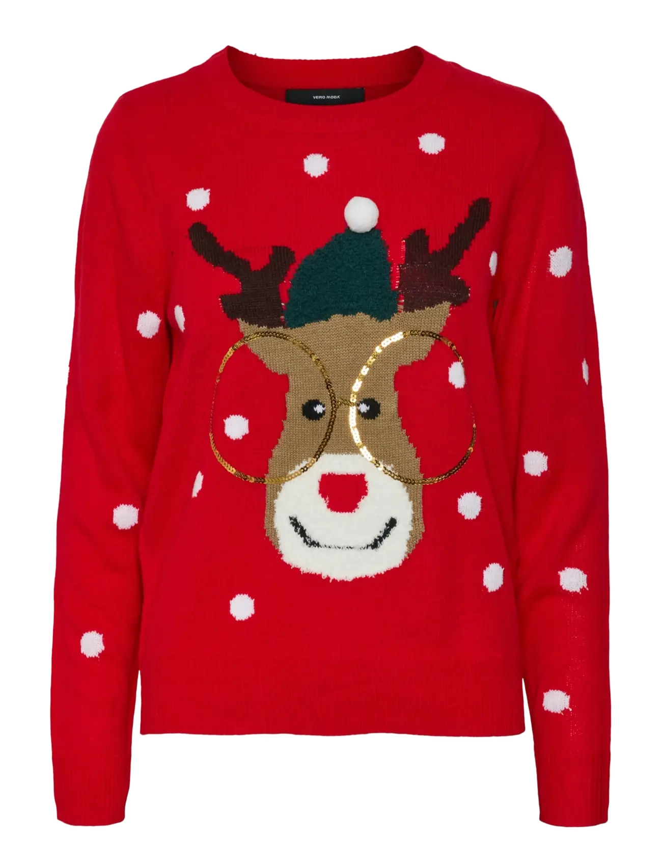 Vero Moda VMTINSEL LS O-NECK BLOUSE XMAS REP2 - Neuleet - CHINESE RED / red