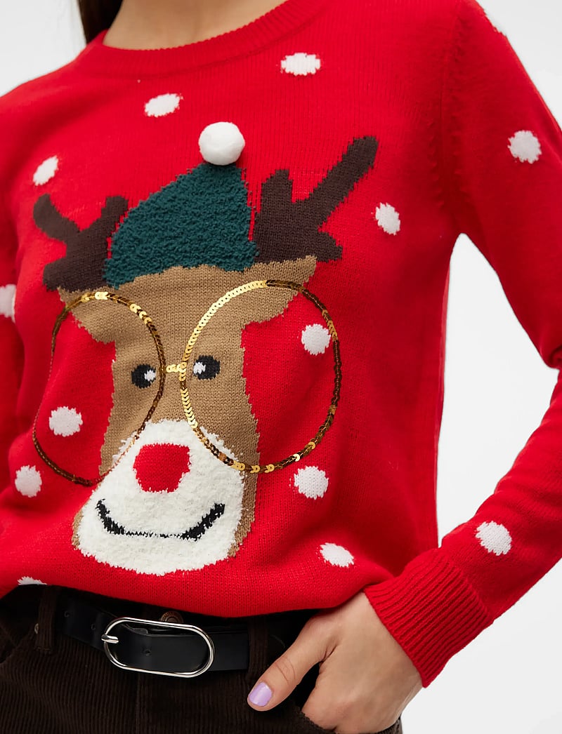 Vero Moda - VMTINSEL LS O-NECK BLOUSE XMAS REP2 - jumpers - chinese red - 3