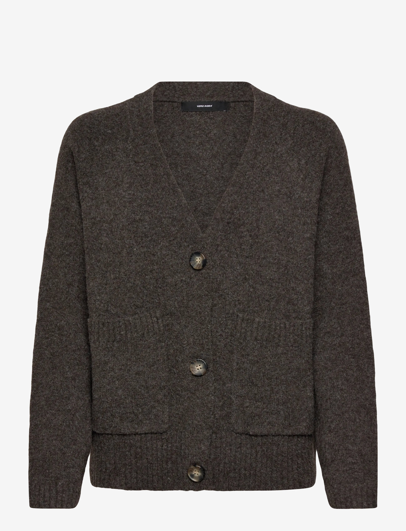 Vero Moda - VMBOOM LS V-NECK BUTTON CARDIGAN GA NOOS - cardigans - chocolate torte - 1