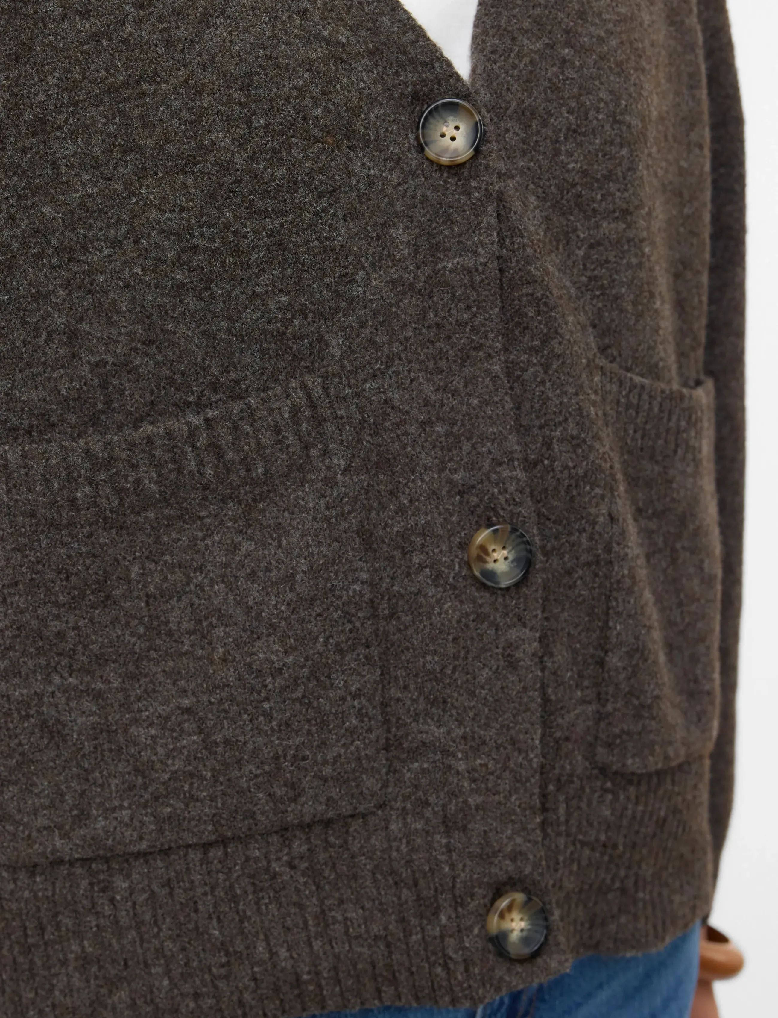 Vero Moda - VMBOOM LS V-NECK BUTTON CARDIGAN GA NOOS - hnepptar peysur - chocolate torte - 5