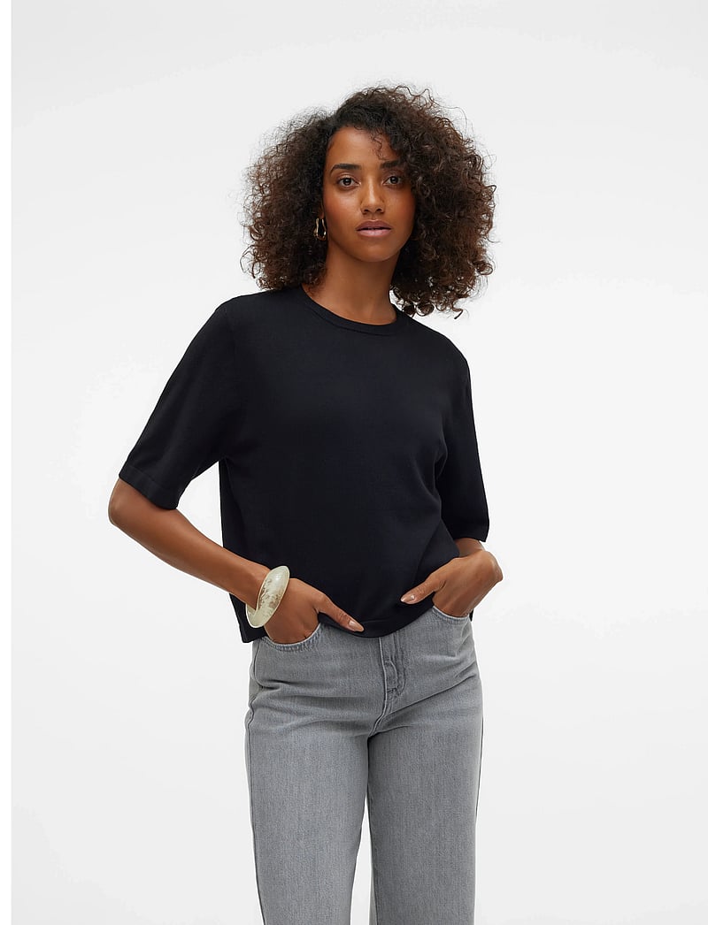 Vero Moda - VMSILJE 2/4 O-NCK OVERSIZE PULL GA NOOS - t-shirts - black - 0