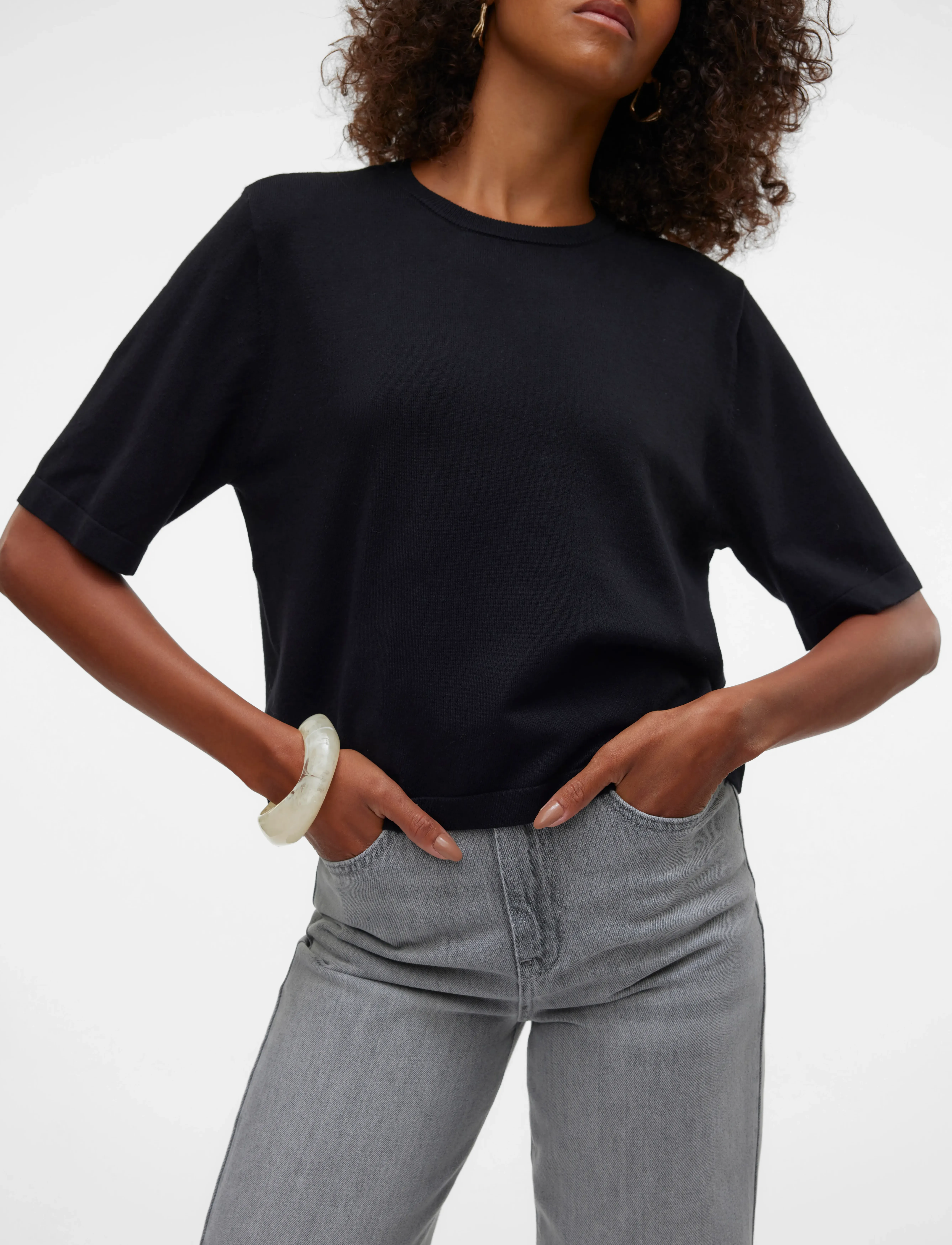 Vero Moda - VMSILJE 2/4 O-NCK OVERSIZE PULL GA NOOS - t-shirts - black - 5