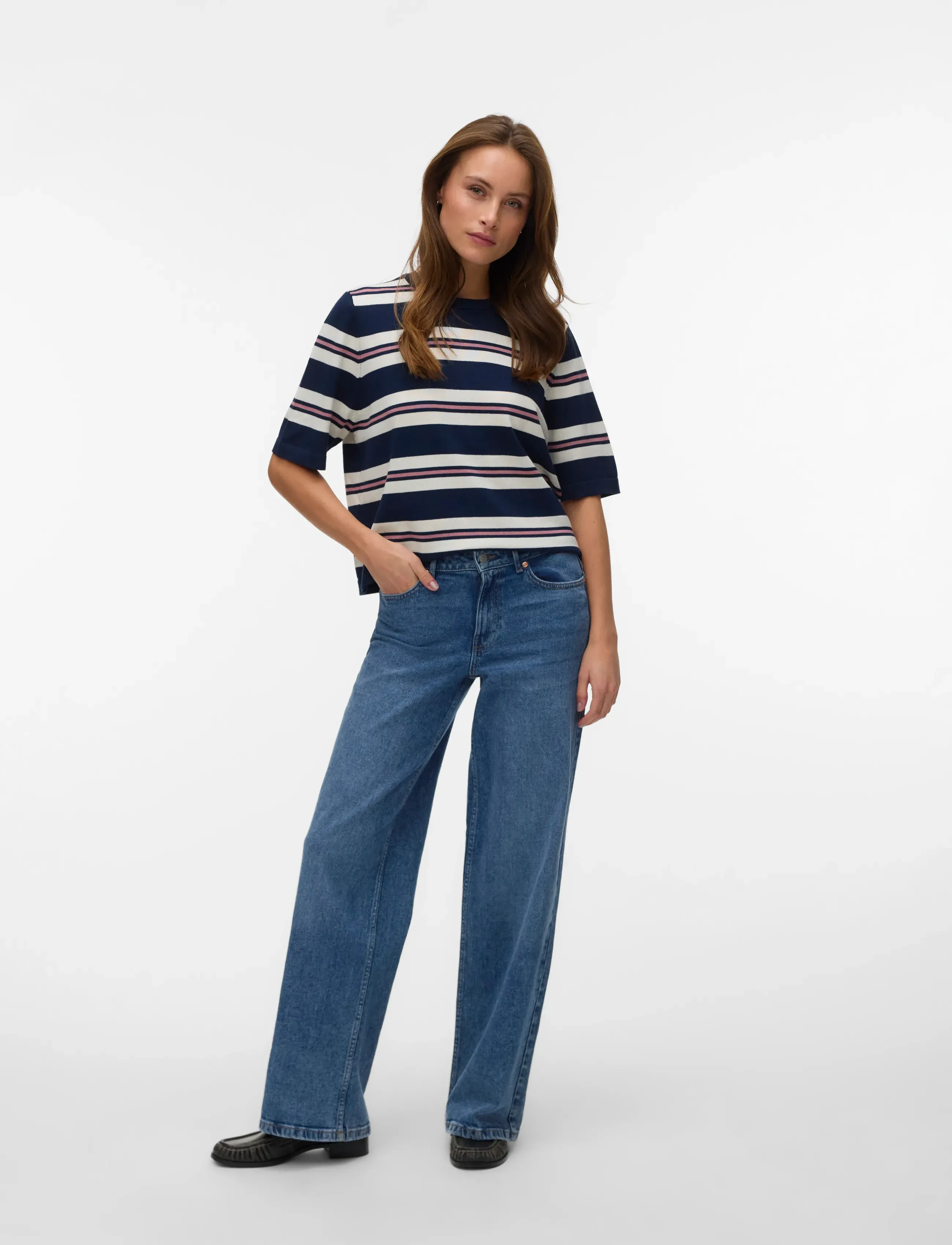 Vero Moda - VMSILJE 2/4 O-NCK OVERSIZE PULL GA NOOS - t-shirts - navy blazer - 0