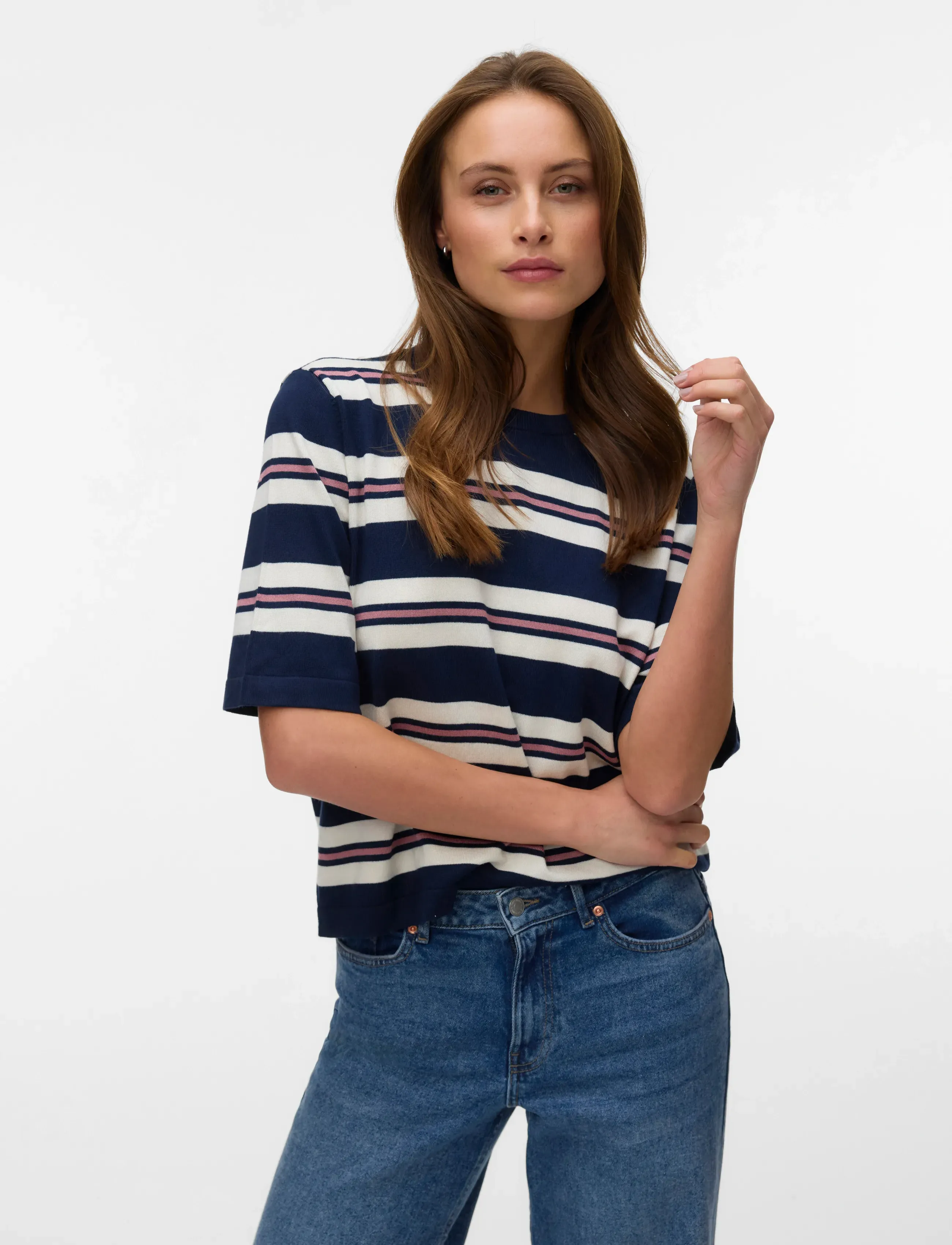 Vero Moda - VMSILJE 2/4 O-NCK OVERSIZE PULL GA NOOS - t-shirts - navy blazer - 3