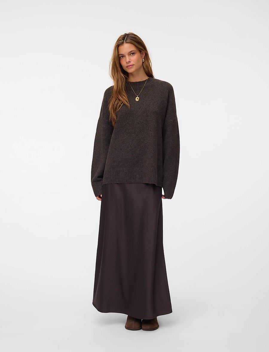 Vero Moda - VMBOOM LS O-NECK PULLOVER GA NOOS - jumpers - chocolate torte - 0