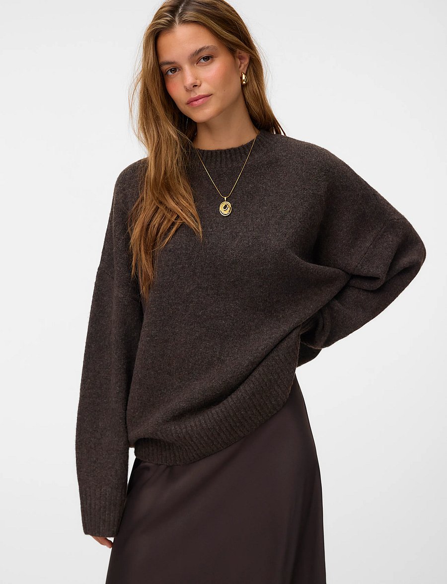 Vero Moda - VMBOOM LS O-NECK PULLOVER GA NOOS - jumpers - chocolate torte - 4