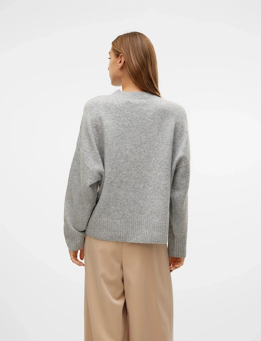 Vero Moda - VMBOOM LS O-NECK PULLOVER GA NOOS - striktrøjer - light grey melange - 2
