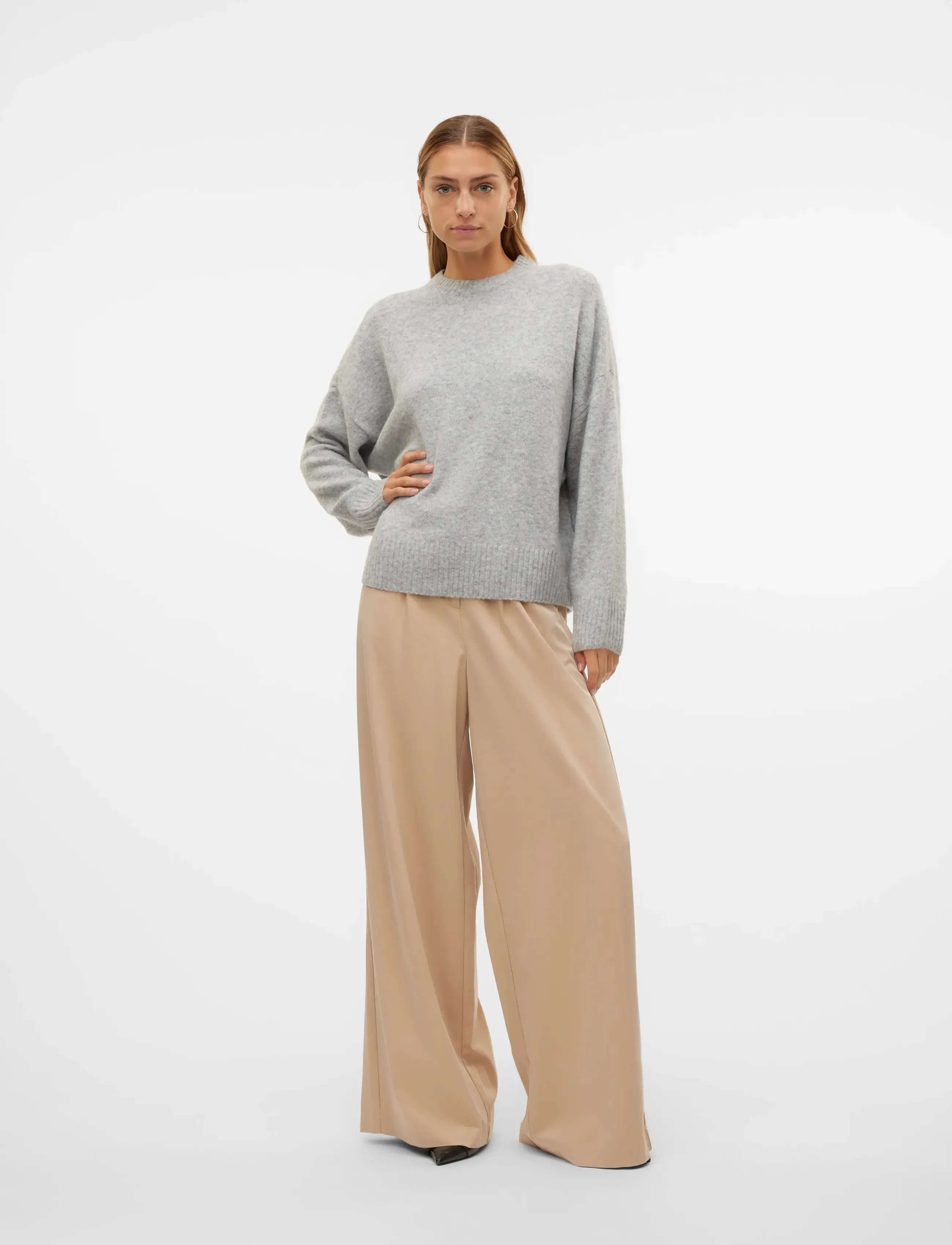 Vero Moda - VMBOOM LS O-NECK PULLOVER GA NOOS - jumpers - light grey melange - 3