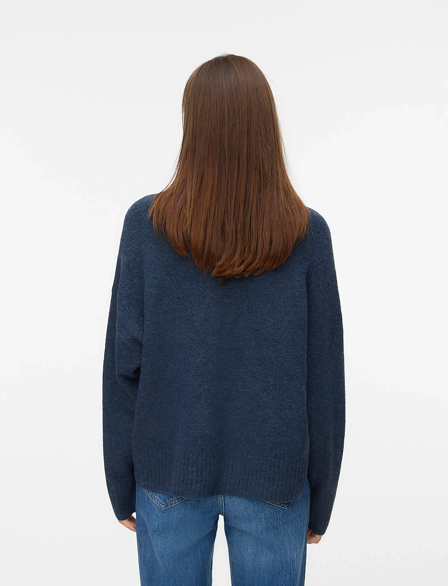 Vero Moda - VMBOOM LS O-NECK PULLOVER GA NOOS - striktrøjer - navy blazer - 2