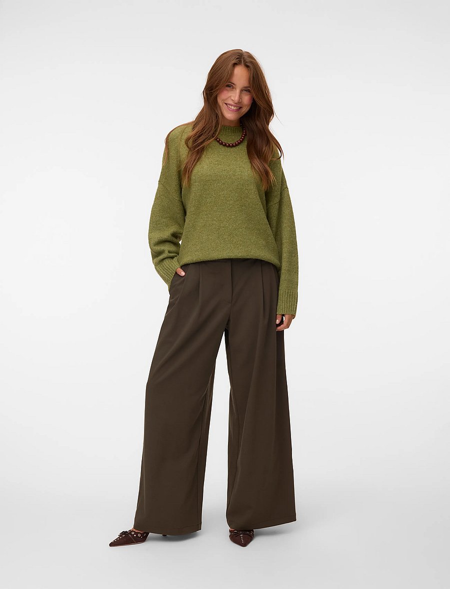 Vero Moda - VMBOOM LS O-NECK PULLOVER GA NOOS - striktrøjer - sphagnum - 0