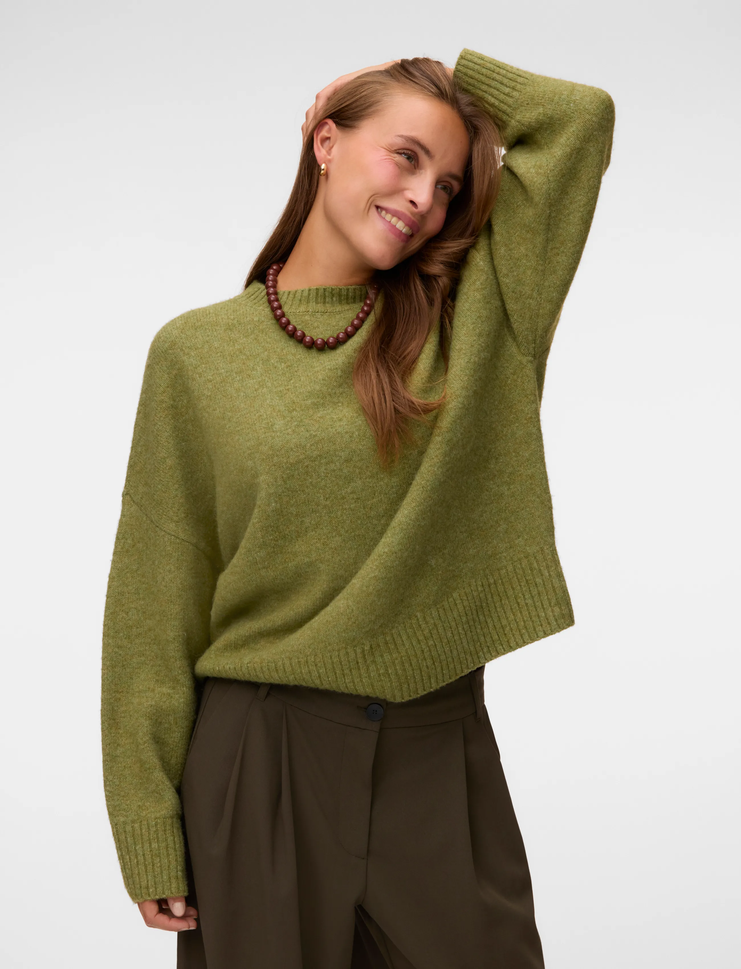Vero Moda - VMBOOM LS O-NECK PULLOVER GA NOOS - striktrøjer - sphagnum - 3