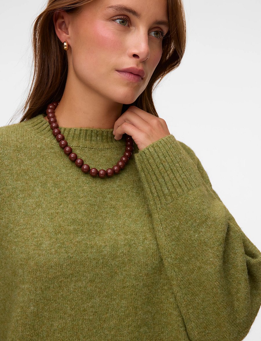 Vero Moda - VMBOOM LS O-NECK PULLOVER GA NOOS - striktrøjer - sphagnum - 4