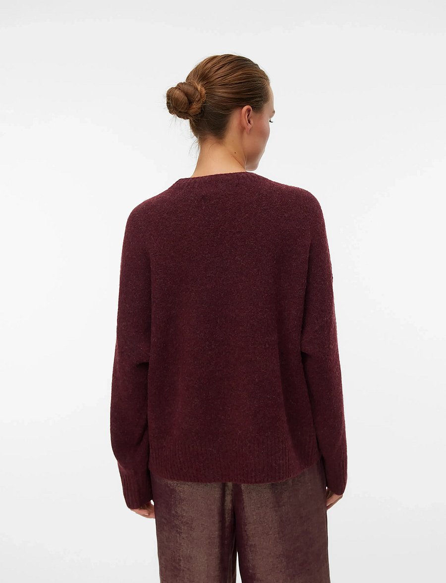Vero Moda - VMBOOM LS O-NECK PULLOVER GA NOOS - stickade tröjor - tawny port - 2