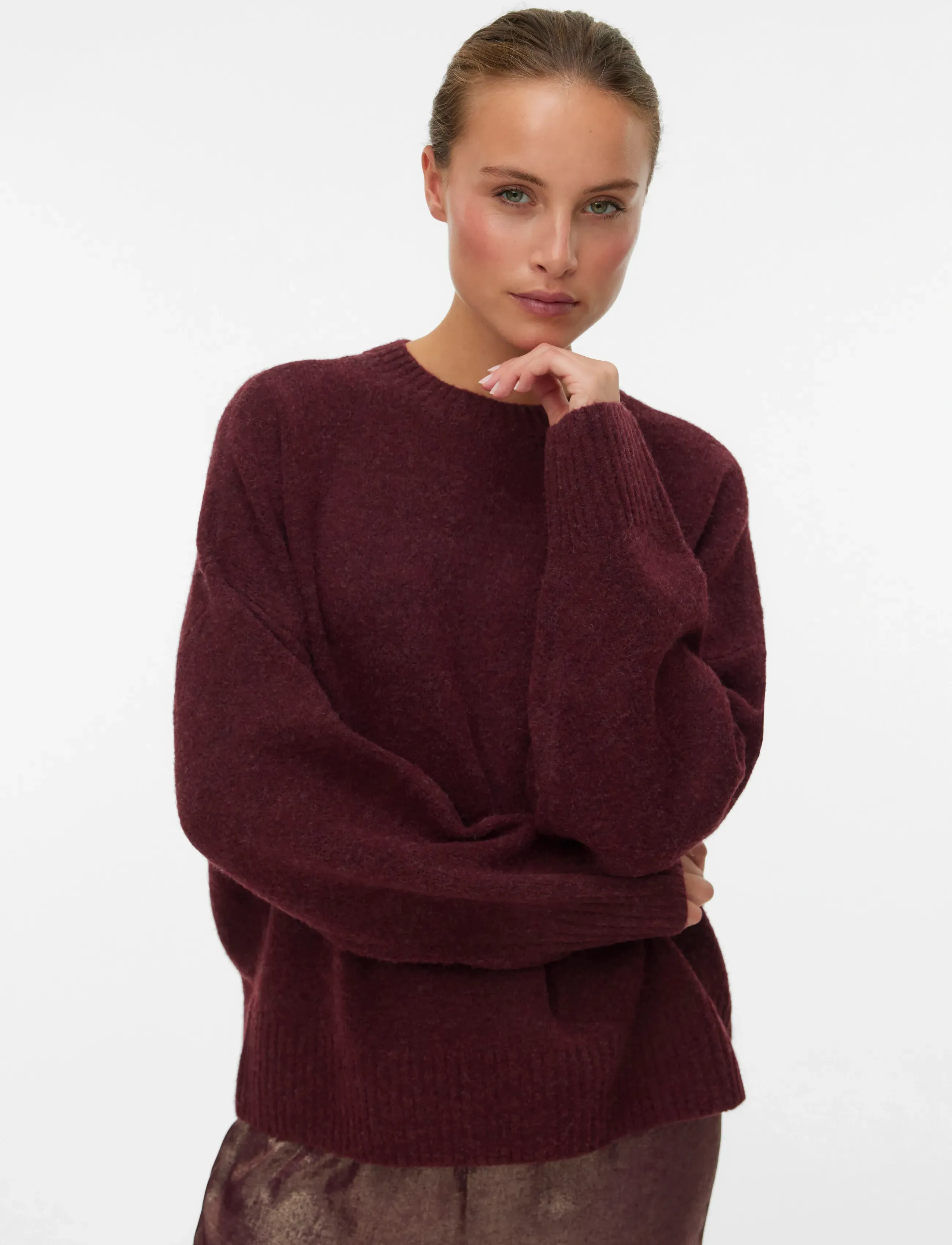 Vero Moda - VMBOOM LS O-NECK PULLOVER GA NOOS - neulepuserot - tawny port - 3