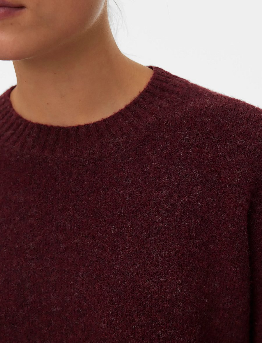 Vero Moda - VMBOOM LS O-NECK PULLOVER GA NOOS - stickade tröjor - tawny port - 4
