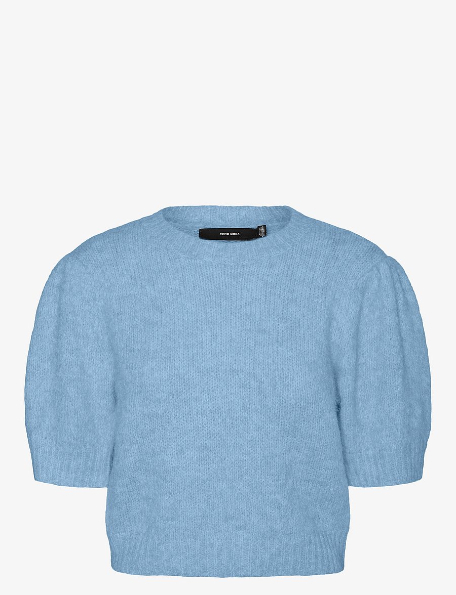 Vero Moda - VMNOVAH SS O-NECK PUFF PULLOVER GA NOOS - striktrøjer - airy blue - 1
