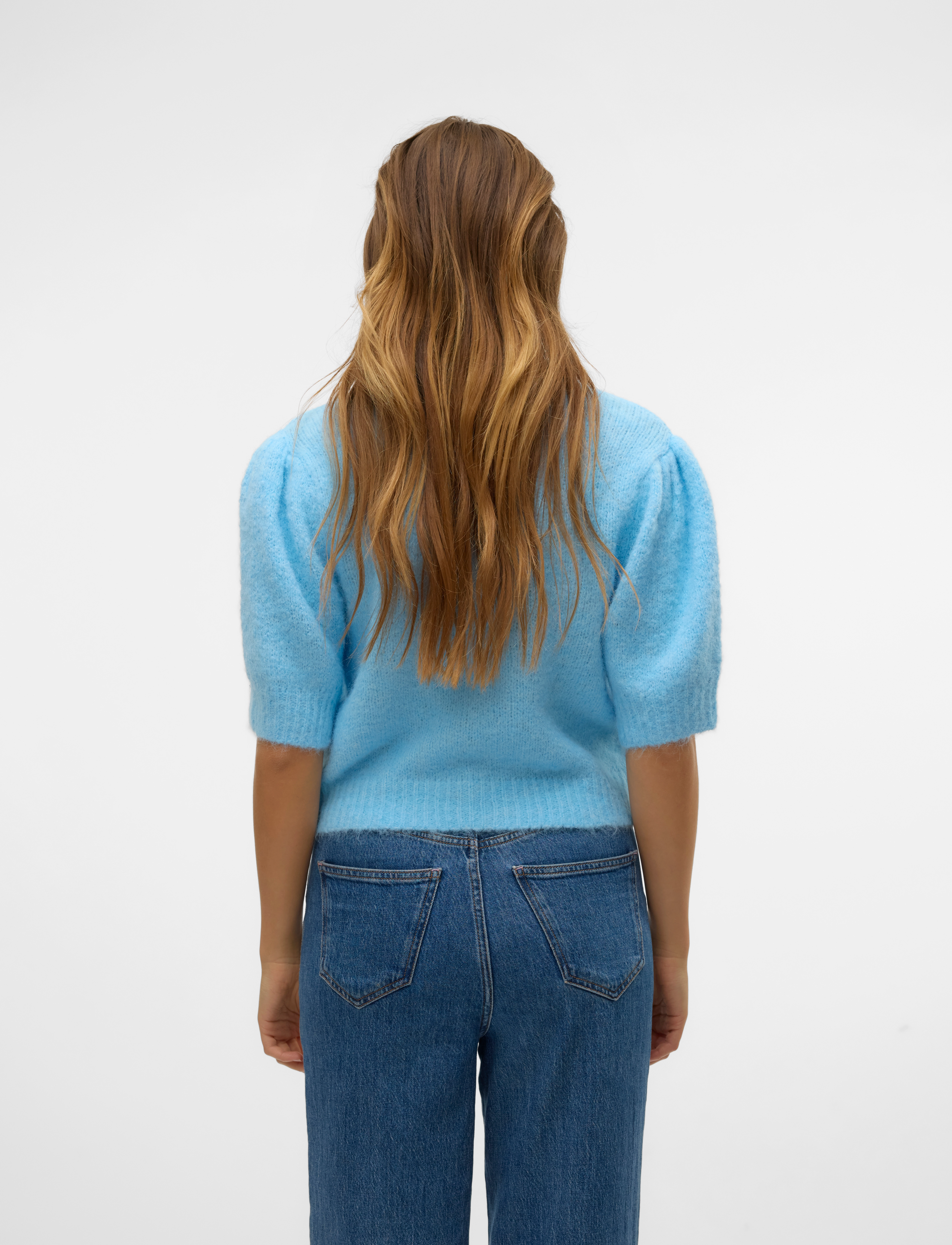 Vero Moda - VMNOVAH SS O-NECK PUFF PULLOVER GA NOOS - striktrøjer - airy blue - 2