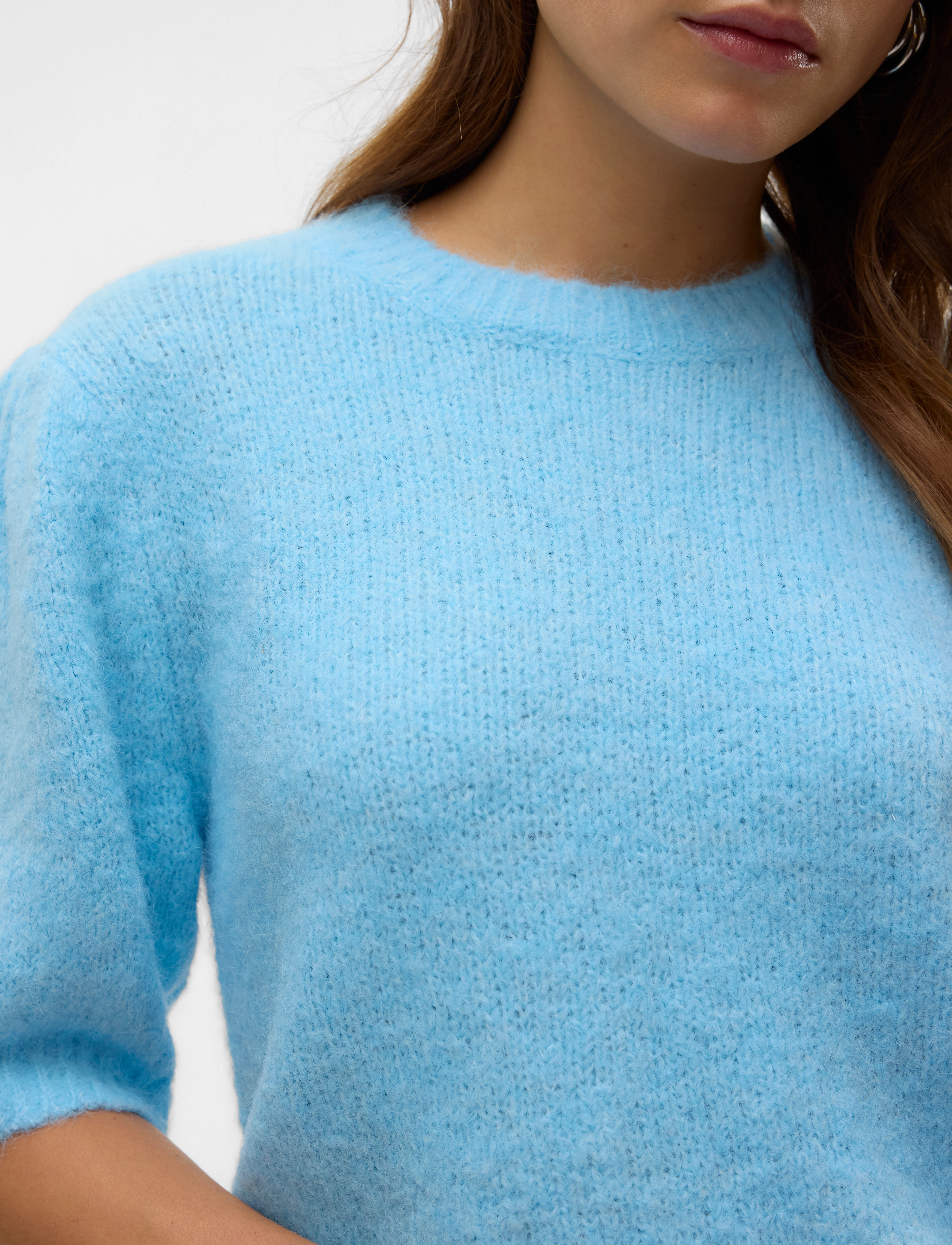 Vero Moda - VMNOVAH SS O-NECK PUFF PULLOVER GA NOOS - striktrøjer - airy blue - 4