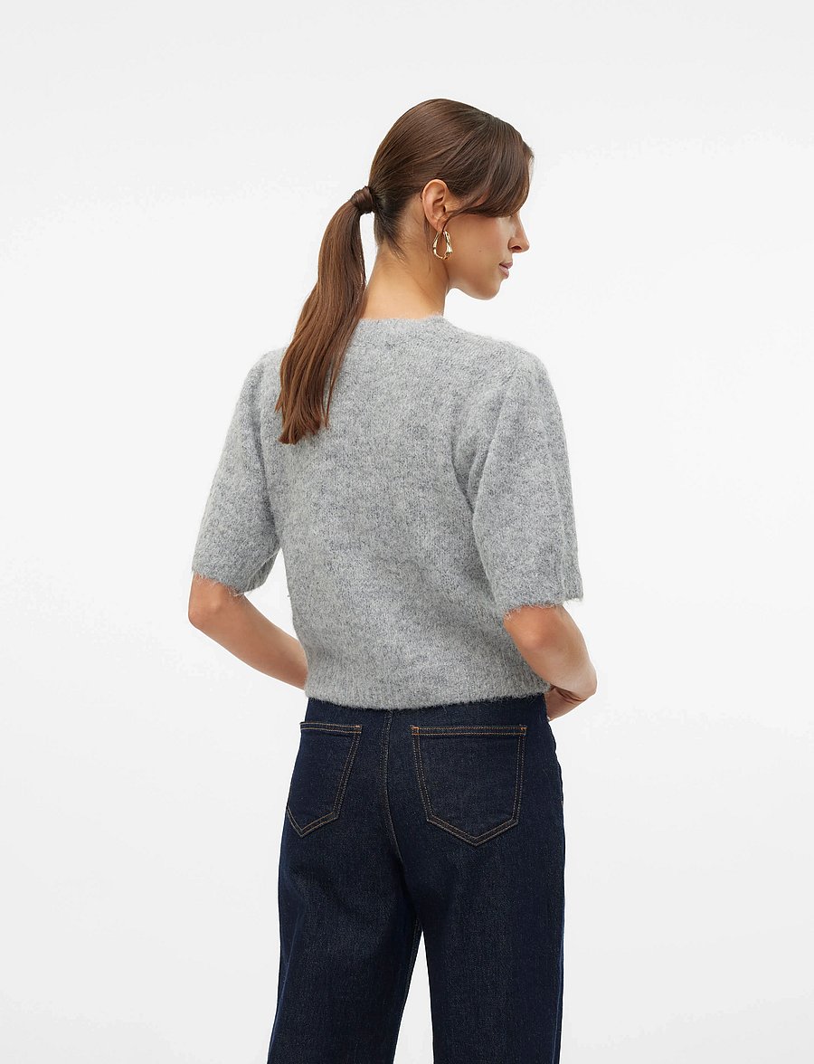 Vero Moda - VMNOVAH SS O-NECK PUFF PULLOVER GA NOOS - pullover - medium grey melange - 2