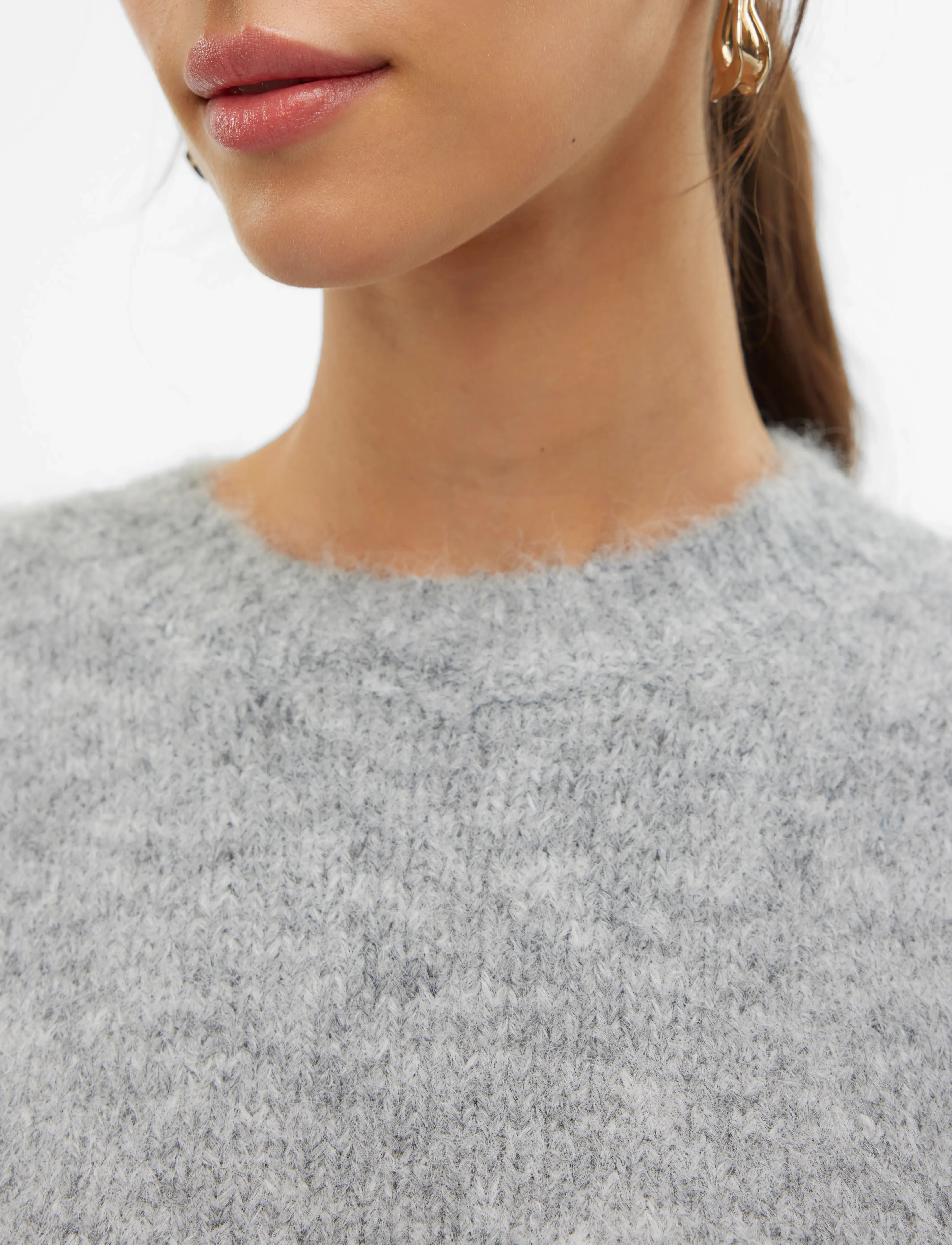 Vero Moda - VMNOVAH SS O-NECK PUFF PULLOVER GA NOOS - pullover - medium grey melange - 4