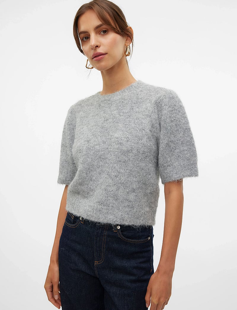 Vero Moda - VMNOVAH SS O-NECK PUFF PULLOVER GA NOOS - sviitrid - medium grey melange - 5