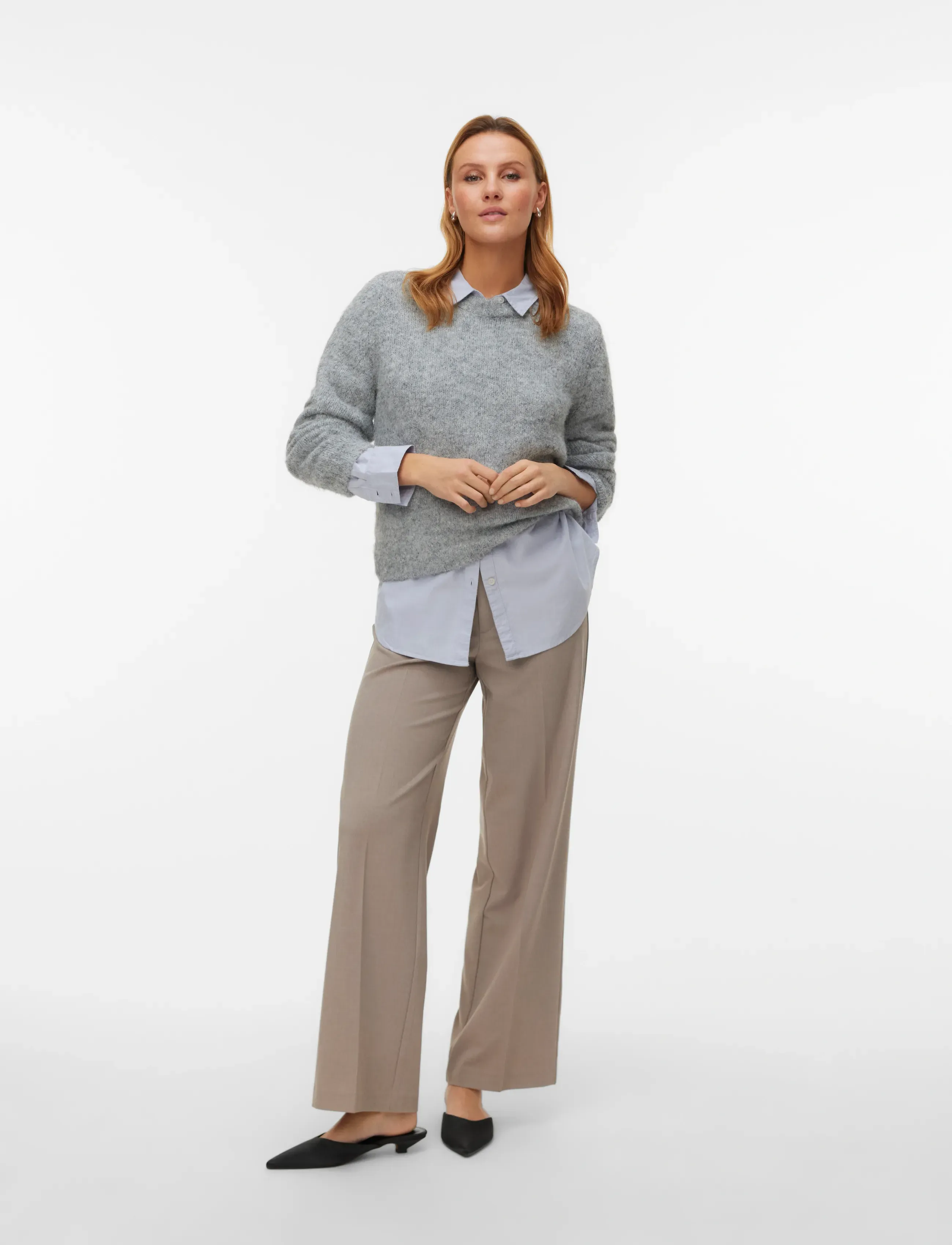 Vero Moda Vmnovah Ls O-Neck Pullover Ga Noos, Kvinder, Strikket Pullover, Grå, Str: S