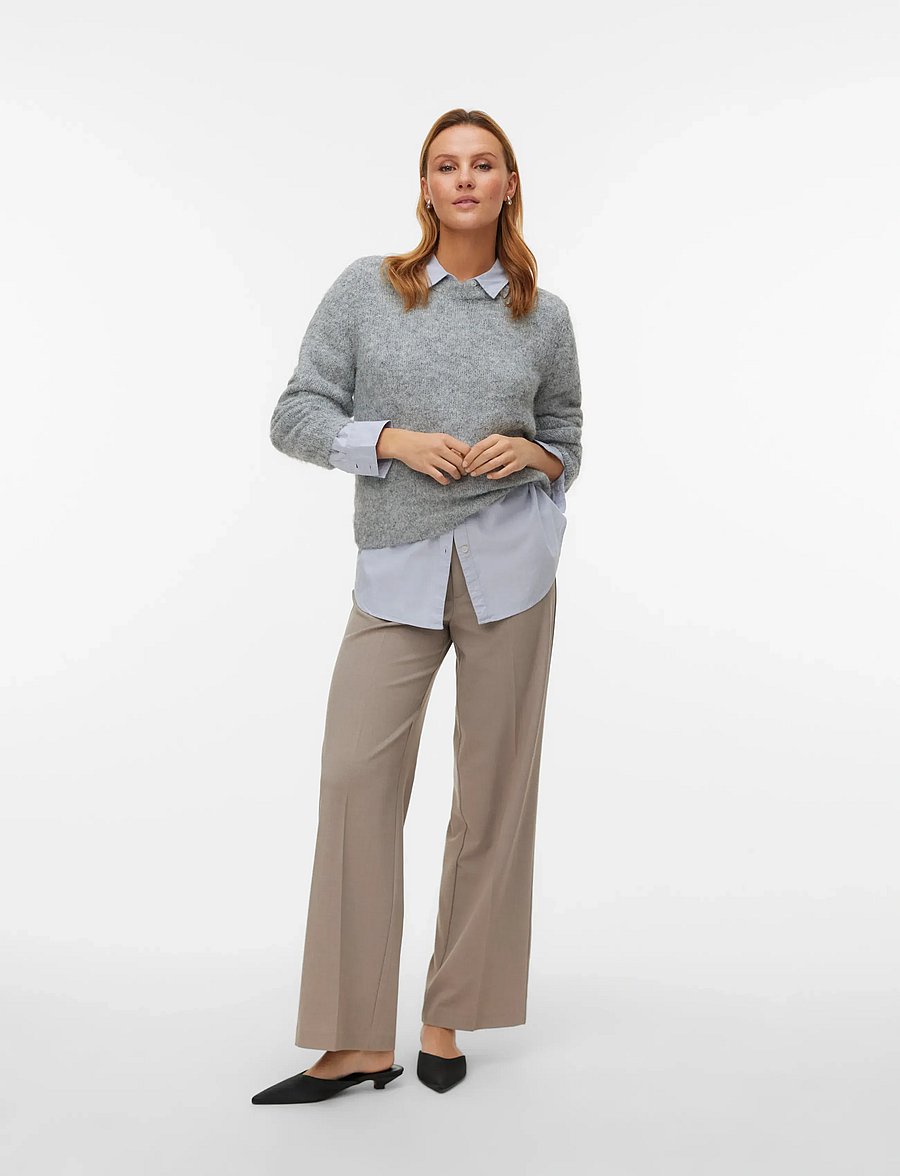 Vero Moda - VMNOVAH LS O-NECK PULLOVER GA NOOS - pullover - medium grey melange - 0