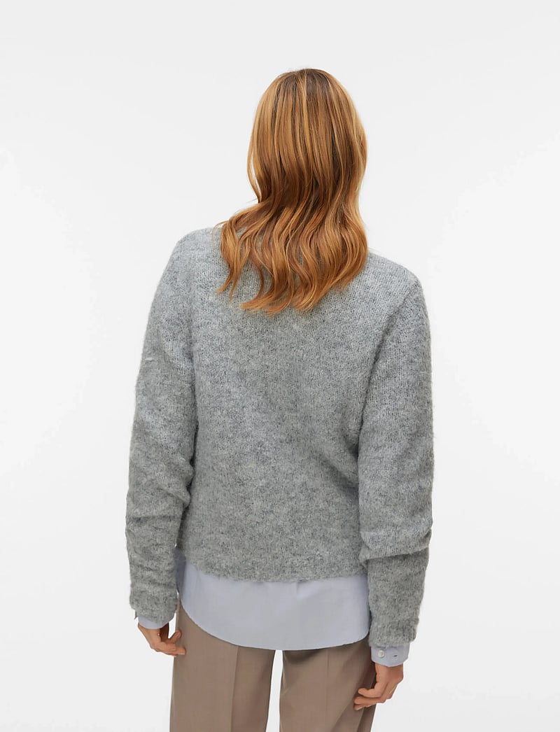 Vero Moda - VMNOVAH LS O-NECK PULLOVER GA NOOS - stickade tröjor - medium grey melange - 3