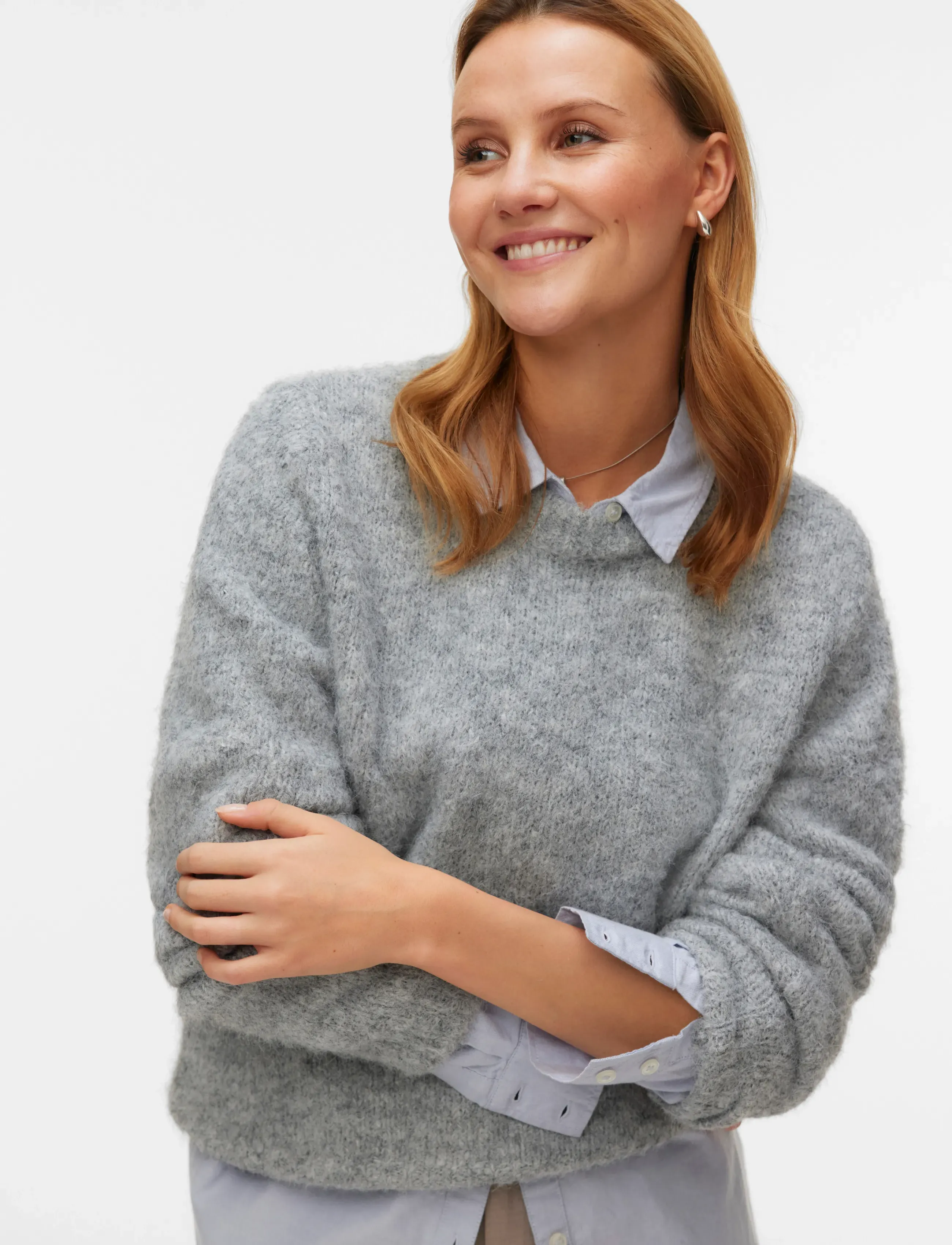 Vero Moda - VMNOVAH LS O-NECK PULLOVER GA NOOS - pullover - medium grey melange - 4