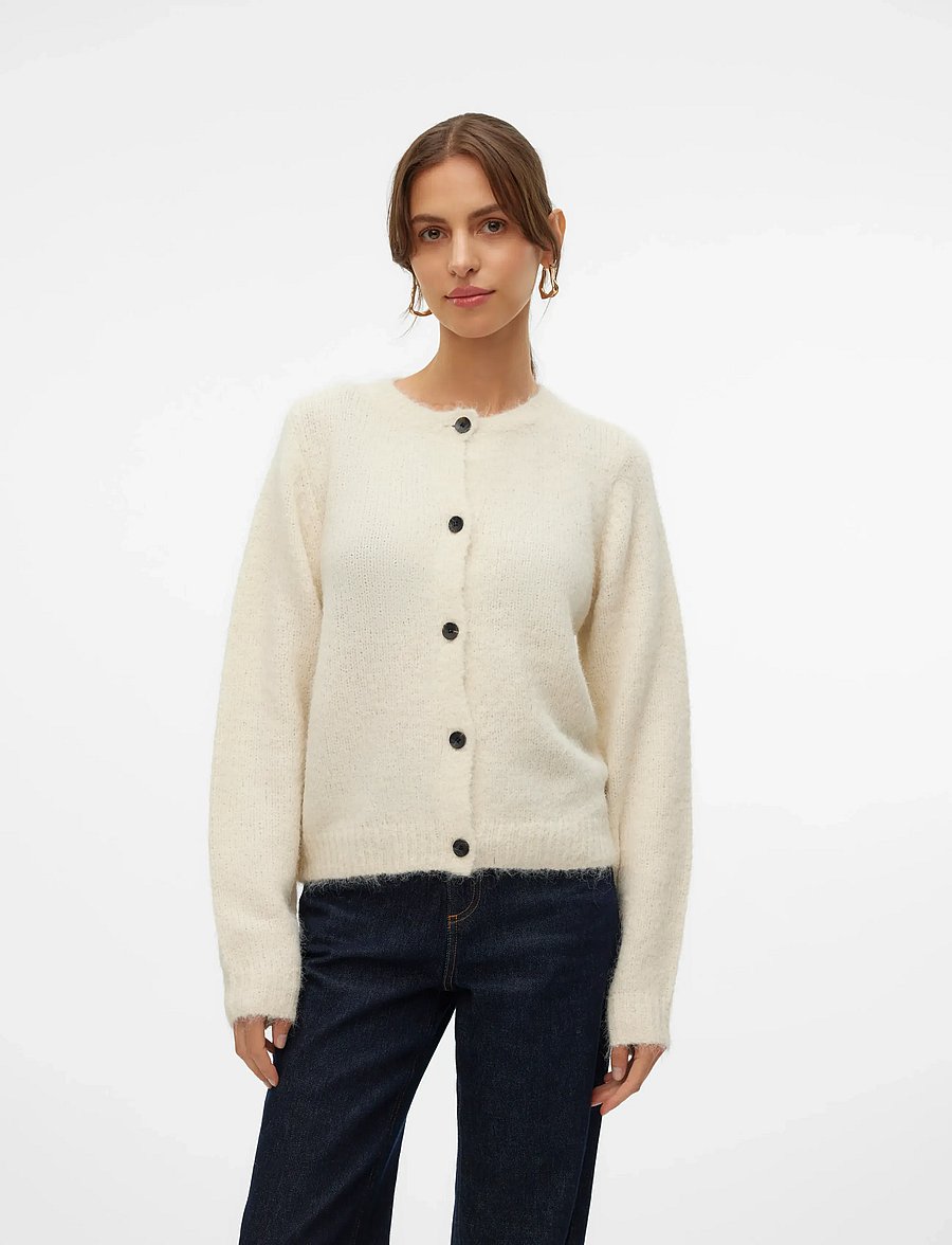 Vero Moda - VMNOVAH LS O-NECK BUTTON CARDI GA NOOS - cardigans - birch - 0