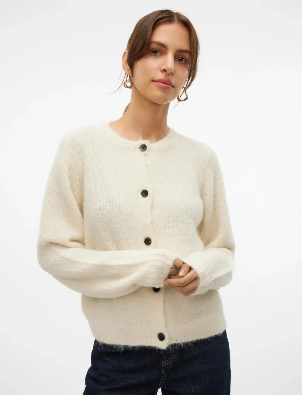 Vero Moda - VMNOVAH LS O-NECK BUTTON CARDI GA NOOS - koftor - birch - 3