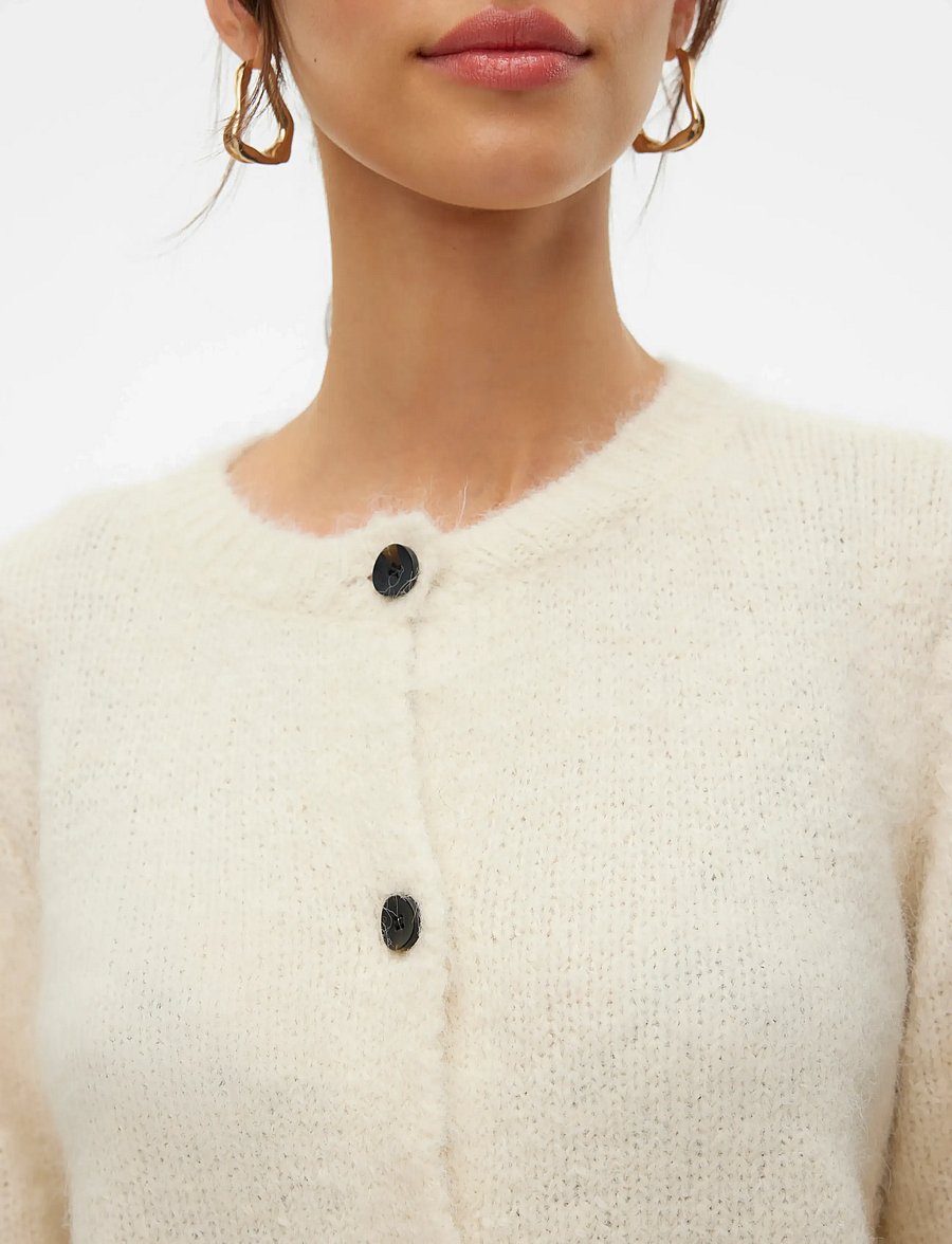 Vero Moda - VMNOVAH LS O-NECK BUTTON CARDI GA NOOS - cardigans - birch - 4