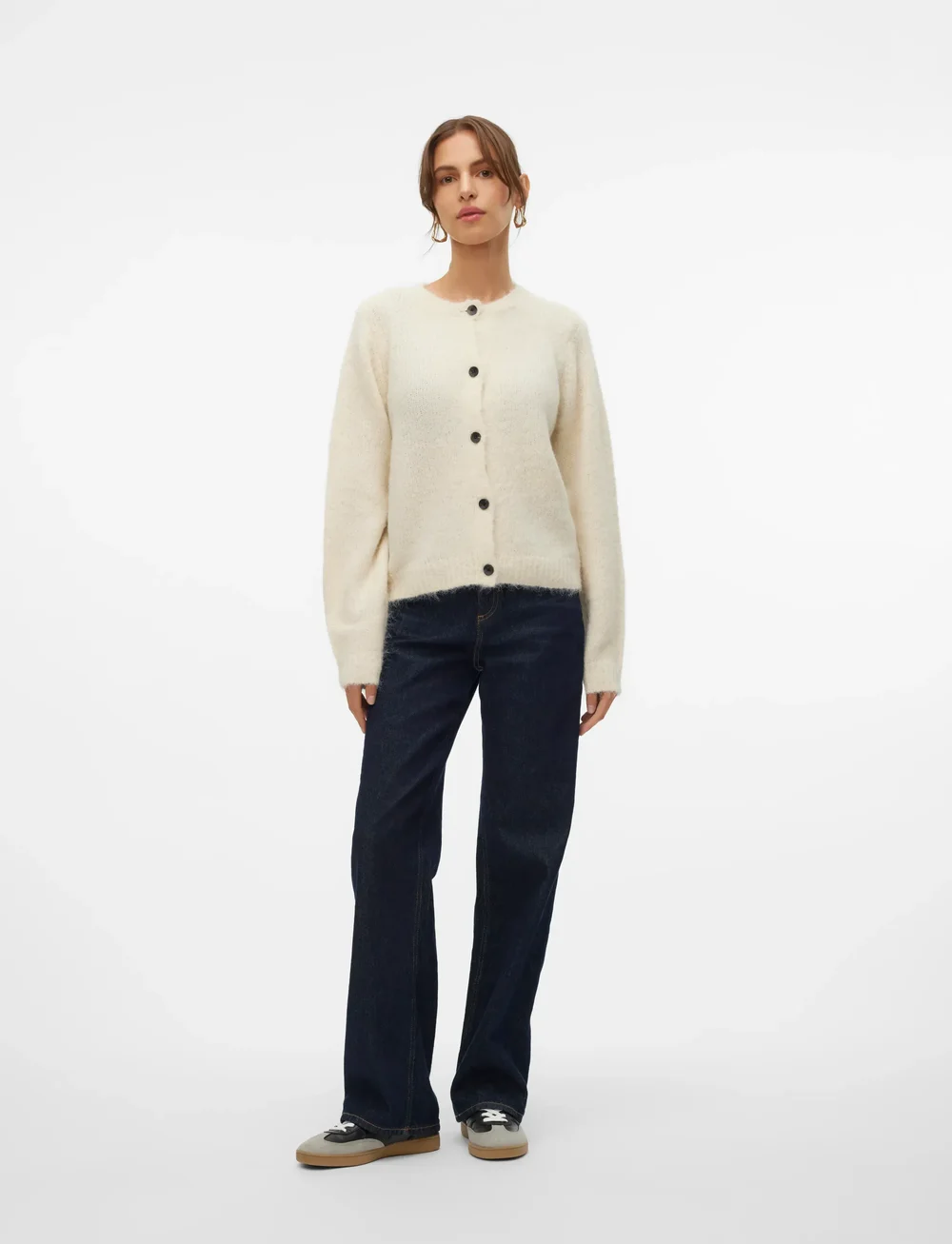 Vero Moda - VMNOVAH LS O-NECK BUTTON CARDI GA NOOS - koftor - birch - 5