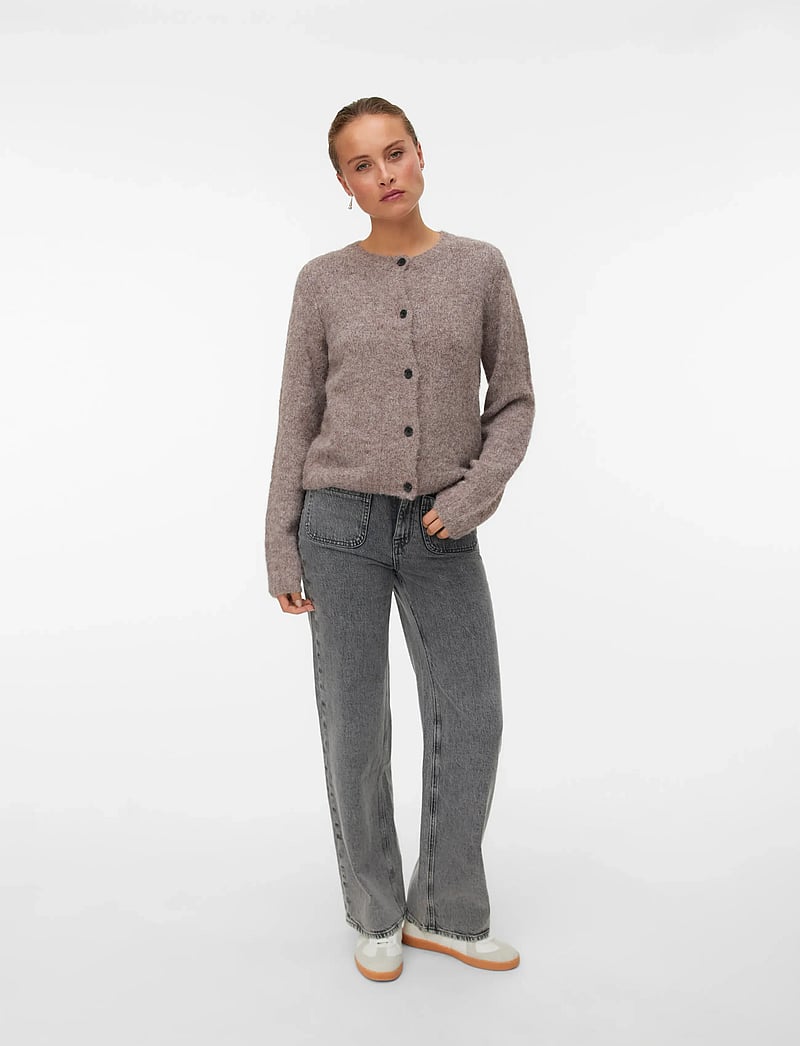 Vero Moda - VMNOVAH LS O-NECK BUTTON CARDI GA NOOS - cardigans - brown lentil - 0